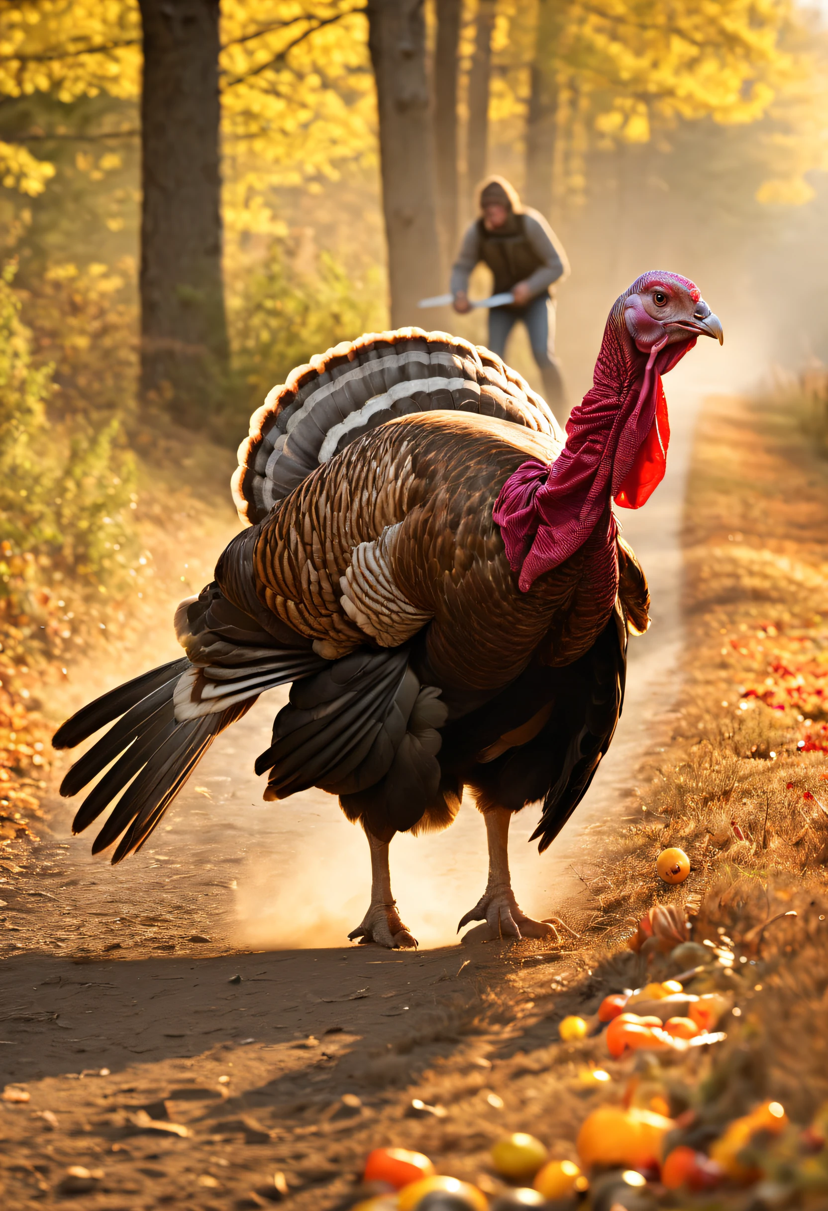 Woman chases turkey with knife,