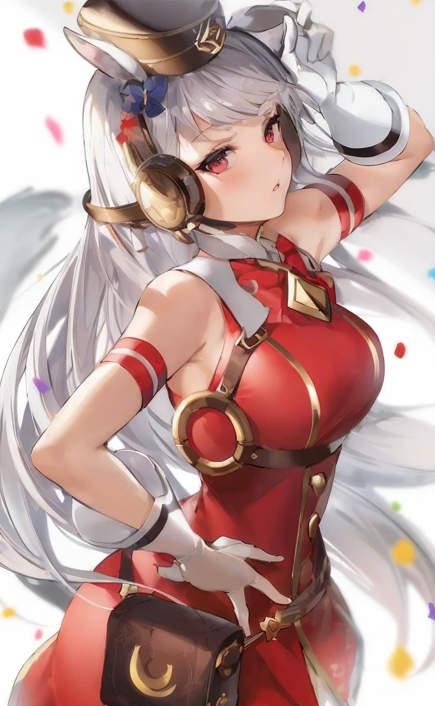 (based on the theme: A close-up of a woman wearing a red dress and a hat, Azure Lane style, from the video game "Azure Lane", artistic anime style, fleet collection theme, official artwork, nightcore, white-haired goddess, extremely detailed artgerm, the best anime 4k konachan wallpaper)

(best quality,4k,8k,highres,masterpiece:1.2),ultra-detailed,(realistic,photorealistic,photo-realistic:1.37),Azure Lane style,close-up,woman,red dress,beautiful detailed eyes,beautiful detailed lips,detailed hat,artistic anime style,official artwork,Rapidly Cognitive Artificial Intelligence-powered art,nightcore,white-haired goddess,detailed hair,flowing dress,expressive facial expression,elegant posture,vivid colors,soft lighting,artgerm style,long eyelashes,fine brush strokes,Azure Lane atmosphere,background with naval elements,nautical motifs,crisp and sharp focus,The dense night sky,Star-filled heavens,Unique composition,Dynamic perspective,detailed jewelry,subtle makeup,haunted beauty,emotive eyes,subtle gradient,powerful aura,gleaming accessories,ethereal scenery,extraordinary charm,elaborate accessories,subtle color palette,engaging atmosphere,Sublime beauty,ethereal glow,mesmerizing gaze,meticulous details,impressive craftsmanship,exquisite aesthetics,sophisticated fashion sense,blending of elegance and elegance,precise attention to detail,fascinating interpretation,visual masterpiece,visual treat,enchanting artistry,unforgettable visual impact,unparalleled beauty,immersive imagery,mesmerizing art style,eye-catching red,contrast of colors,striking visual appeal,enigmatic aura,Azure Lane character,flawless rendering with digital brushwork,artistic rendering,amazing visual composition,achieving perfection in art,meticulous attention to every stroke and detail.