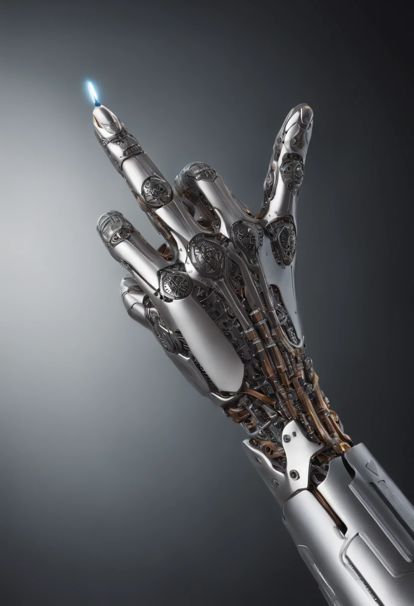 Envision an intriguing image where the subject is a beautiful robotic hand holding a pencil, captured with an exquisite focus on intricate details and a shallow depth of field. Dive into extreme micro-details to emphasize the mechanical intricacies of the hand, the sleek surfaces, and the futuristic design, all while highlighting the delicate grasp of the pencil.
Highlight the micro-details of the robotic hand, capturing the precision in its construction, the reflective surfaces, and the subtle variations in texture that define its futuristic aesthetics. Zoom in on elements like the play of light on metallic surfaces, the intricate joints, and the small details that contribute to the hand's technological allure.
Emphasize the shallow depth of field to bring the robotic hand and the pencil into sharp focus, allowing the futuristic background to blur. This technique draws attention to the advanced details of both the hand and the pencil, creating a visually striking composition that blends technology and creativity.
Consider the lighting to enhance the micro-details, using futuristic lighting sources to create a dynamic and visually appealing scene. Illuminate the robotic hand and the pencil with a mix of ambient and artificial light, casting shadows that add depth and accentuate the futuristic elements.
Imagine the robotic hand delicately holding the pencil in a pose that conveys both precision and artistic intent. Craft an intimate yet high-tech scene that not only captures the micro-details of the robotic hand but also evokes a sense of innovation, sophistication, and the seamless integration of technology and creativity.
This detailed prompt aims to inspire the creation of a highly detailed and macro-focused image featuring a beautiful robotic hand holding a pencil, with intricate details and a shallow depth of field against a futuristic background, creating a visually compelling composition that blends technology and artistic expression.