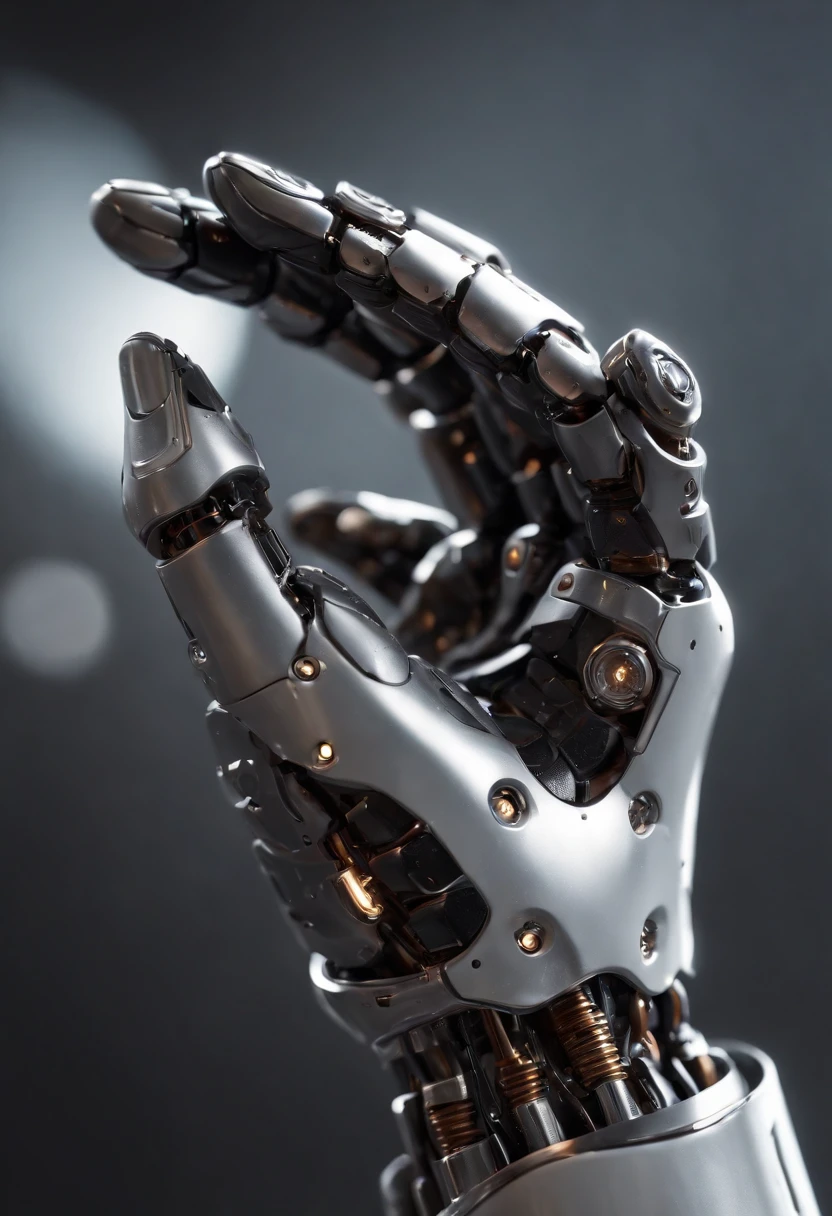 Imagine a compelling image where the subject is a robotic hand with a raised fist, specifically with the middle finger pointing up. Capture this scene with an exquisite focus on intricate details and a shallow depth of field, emphasizing the mechanical intricacies, sleek surfaces, and futuristic design of the robotic hand.
Highlight the micro-details of the robotic hand, focusing on the precision in its construction, reflective surfaces, and nuanced textures that define its futuristic aesthetics. Zoom in on elements such as the play of light on metallic surfaces, intricate joints, and the small details that contribute to the hand's technological allure.
Emphasize the shallow depth of field to bring the robotic hand into sharp focus, allowing the background to blur, creating a sense of depth and drawing attention to the advanced details of the subject. Utilize this technique to enhance the visual impact and highlight the contrast between the raised robotic fist and its environment.
Consider the lighting to enhance the micro-details, using futuristic lighting sources to create a dynamic and visually compelling composition. Illuminate the robotic hand with a mix of ambient and artificial light, casting shadows that add depth and accentuate the futuristic elements.
Imagine the robotic hand in a powerful and assertive pose, with the raised fist and the middle finger pointing up, conveying a bold statement. Craft an image that not only captures the micro-details of the robotic hand but also evokes a sense of strength, resilience, and the merging of human expression with technological innovation.
This detailed prompt aims to inspire the creation of a highly detailed and macro-focused image featuring a robotic hand with a raised fist and the middle finger pointing up, with intricate details and a shallow depth of field against a futuristic background, creating a visually compelling and assertive composition.