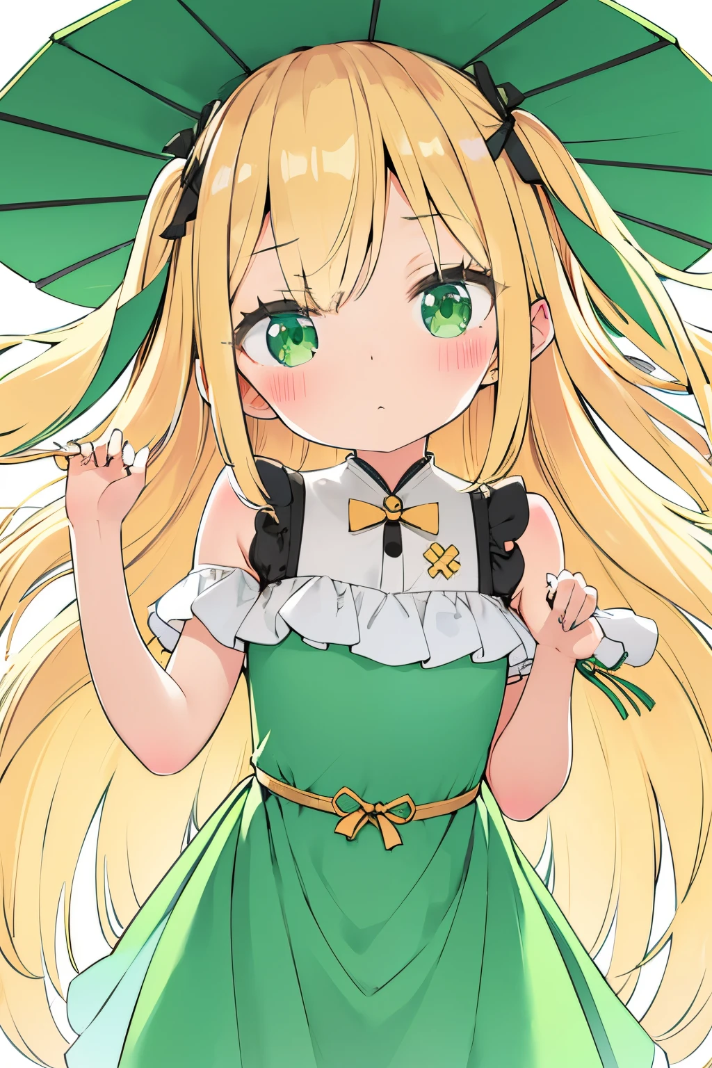 1girl, li, liirl, blond hair, long hair, green eyes