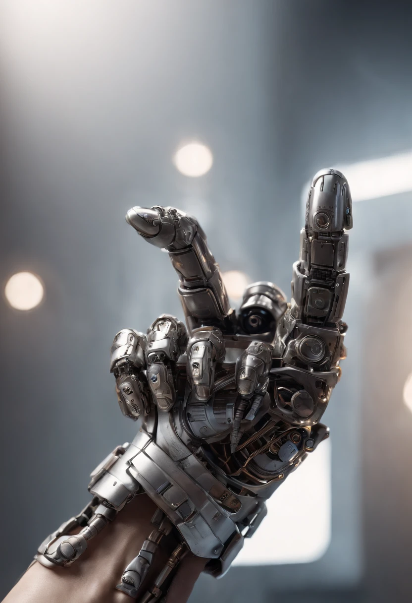 Imagine a compelling image where the subject is a robotic hand with a raised fist, specifically with the middle finger pointing up. Capture this scene with an exquisite focus on intricate details and a shallow depth of field, emphasizing the mechanical intricacies, sleek surfaces, and futuristic design of the robotic hand.
Highlight the micro-details of the robotic hand, focusing on the precision in its construction, reflective surfaces, and nuanced textures that define its futuristic aesthetics. Zoom in on elements such as the play of light on metallic surfaces, intricate joints, and the small details that contribute to the hand's technological allure.
Emphasize the shallow depth of field to bring the robotic hand into sharp focus, allowing the background to blur, creating a sense of depth and drawing attention to the advanced details of the subject. Utilize this technique to enhance the visual impact and highlight the contrast between the raised robotic fist and its environment.
Consider the lighting to enhance the micro-details, using futuristic lighting sources to create a dynamic and visually compelling composition. Illuminate the robotic hand with a mix of ambient and artificial light, casting shadows that add depth and accentuate the futuristic elements.
Imagine the robotic hand in a powerful and assertive pose, with the raised fist and the middle finger pointing up, conveying a bold statement. Craft an image that not only captures the micro-details of the robotic hand but also evokes a sense of strength, resilience, and the merging of human expression with technological innovation.
This detailed prompt aims to inspire the creation of a highly detailed and macro-focused image featuring a robotic hand with a raised fist and the middle finger pointing up, with intricate details and a shallow depth of field against a futuristic background, creating a visually compelling and assertive composition.