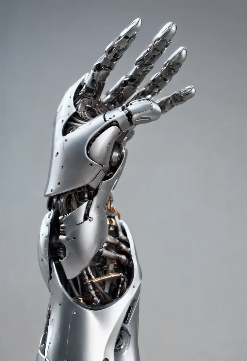 Imagine a compelling image where the subject is a robotic hand with a raised fist, specifically with the middle finger pointing up. Capture this scene with an exquisite focus on intricate details and a shallow depth of field, emphasizing the mechanical intricacies, sleek surfaces, and futuristic design of the robotic hand.
Highlight the micro-details of the robotic hand, focusing on the precision in its construction, reflective surfaces, and nuanced textures that define its futuristic aesthetics. Zoom in on elements such as the play of light on metallic surfaces, intricate joints, and the small details that contribute to the hand's technological allure.
Emphasize the shallow depth of field to bring the robotic hand into sharp focus, allowing the background to blur, creating a sense of depth and drawing attention to the advanced details of the subject. Utilize this technique to enhance the visual impact and highlight the contrast between the raised robotic fist and its environment.
Consider the lighting to enhance the micro-details, using futuristic lighting sources to create a dynamic and visually compelling composition. Illuminate the robotic hand with a mix of ambient and artificial light, casting shadows that add depth and accentuate the futuristic elements.
Imagine the robotic hand in a powerful and assertive pose, with the raised fist and the middle finger pointing up, conveying a bold statement. Craft an image that not only captures the micro-details of the robotic hand but also evokes a sense of strength, resilience, and the merging of human expression with technological innovation.
This detailed prompt aims to inspire the creation of a highly detailed and macro-focused image featuring a robotic hand with a raised fist and the middle finger pointing up, with intricate details and a shallow depth of field against a futuristic background, creating a visually compelling and assertive composition.