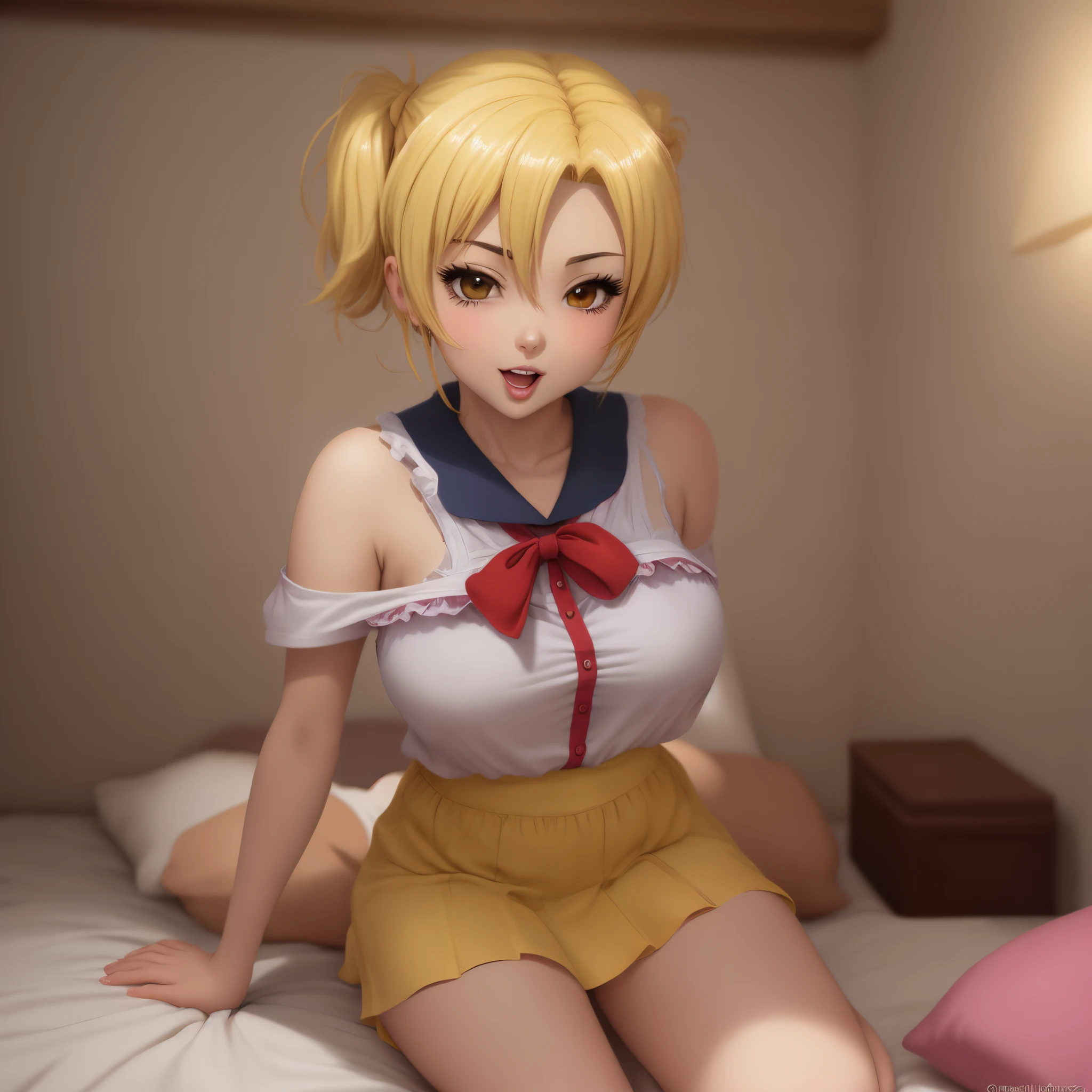 NSFW:1.1,masutepiece, Best Quality, High quality, High Definition, high quality texture, high quality shadow, high detailing, Beautiful detailed, Finely detailed, extremely details CG, Detailed texture, realistic representation of face, Realistic, Colorful, Ray tracing, Sharp Focus, (Intricate details, makeup, pureerosface_v1:0.5), (Detailed beautiful delicate face, Detailed beautiful delicate eyes, A perfectly proportioned face, High detailed skin, Detailed skin, best ratio four finger and one thumb, (((Glowing white shiny skin))),(((oiled skin))),  (((toppless))), (((Nipples))),  (((spreading pussy, pussy juice, Pubic hair))), (((pussy juice))), (wet pussy), (((Open legs))), (((Large breasts))), (((cleavage))),  Sitting, ((Smooth texture, Realistic texture, Photorealistic)), Detailed beautiful eyes, Beautiful eyelashes, (((Green eyes))), (((golden medium hair))), 1 girl, full , Naked, at bedroom,  ((( sheer blue sailor shirt, Sleeveless, Open front))), (((Navel ))),  (((Sheer Micro Mini Skirt))),  (Beautiful face, Cute face, Detailed face), perfecteyes,detaileds ,spreading pussy, Amescu