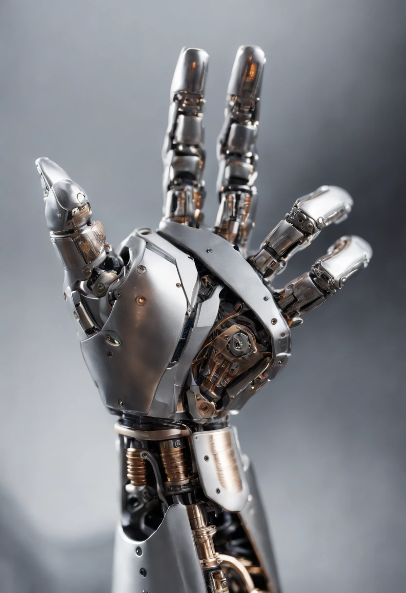 Imagine a compelling image where the subject is a robotic hand with a raised fist, specifically with the middle finger pointing up. Capture this scene with an exquisite focus on intricate details and a shallow depth of field, emphasizing the mechanical intricacies, sleek surfaces, and futuristic design of the robotic hand.
Highlight the micro-details of the robotic hand, focusing on the precision in its construction, reflective surfaces, and nuanced textures that define its futuristic aesthetics. Zoom in on elements such as the play of light on metallic surfaces, intricate joints, and the small details that contribute to the hand's technological allure.
Emphasize the shallow depth of field to bring the robotic hand into sharp focus, allowing the background to blur, creating a sense of depth and drawing attention to the advanced details of the subject. Utilize this technique to enhance the visual impact and highlight the contrast between the raised robotic fist and its environment.
Consider the lighting to enhance the micro-details, using futuristic lighting sources to create a dynamic and visually compelling composition. Illuminate the robotic hand with a mix of ambient and artificial light, casting shadows that add depth and accentuate the futuristic elements.
Imagine the robotic hand in a powerful and assertive pose, with the raised fist and the middle finger pointing up, conveying a bold statement. Craft an image that not only captures the micro-details of the robotic hand but also evokes a sense of strength, resilience, and the merging of human expression with technological innovation.
This detailed prompt aims to inspire the creation of a highly detailed and macro-focused image featuring a robotic hand with a raised fist and the middle finger pointing up, with intricate details and a shallow depth of field against a futuristic background, creating a visually compelling and assertive composition.