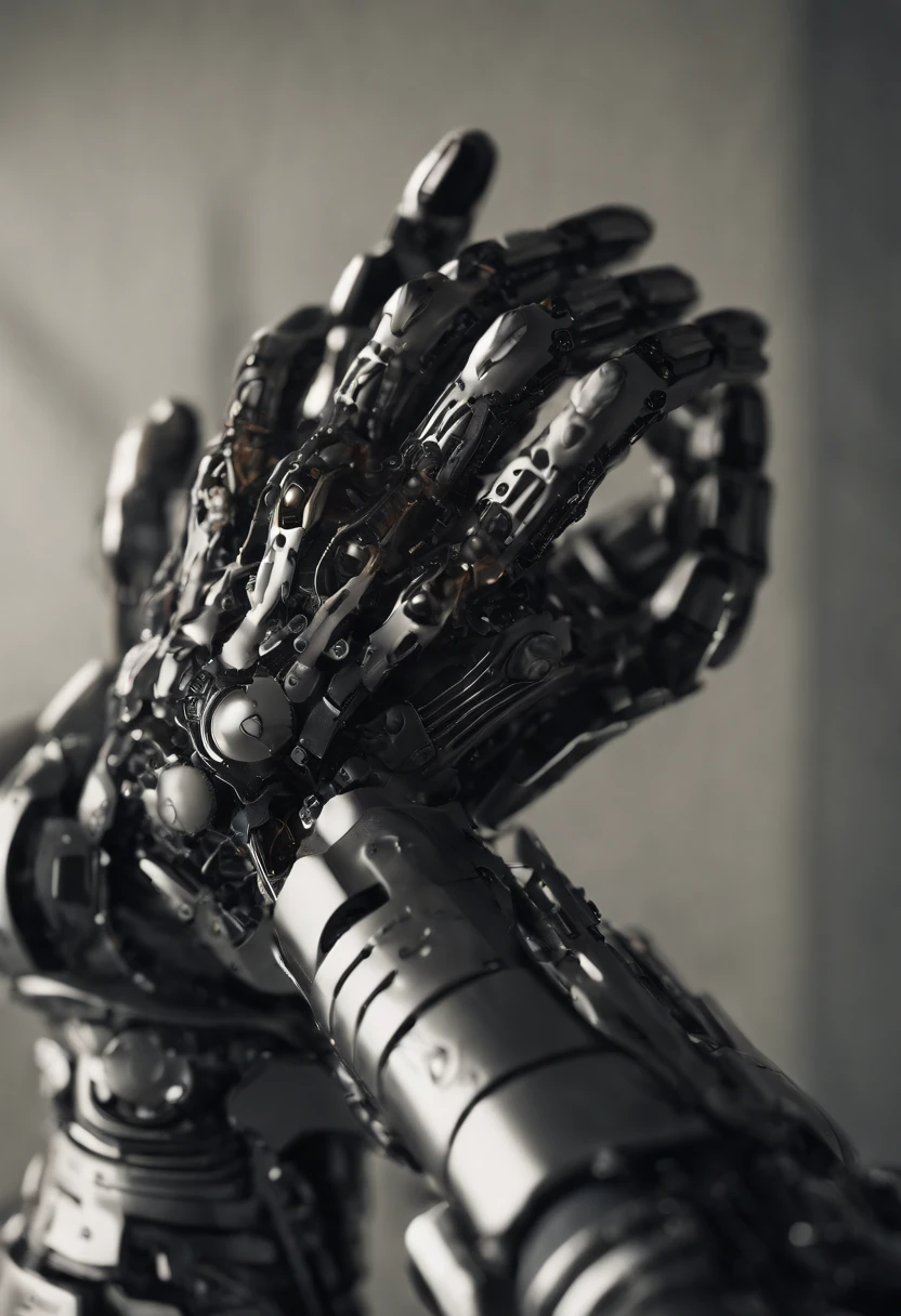 Imagine a compelling image where the subject is a robotic hand with a raised fist, specifically with the middle finger pointing up. Capture this scene with an exquisite focus on intricate details and a shallow depth of field, emphasizing the mechanical intricacies, sleek surfaces, and futuristic design of the robotic hand.
Highlight the micro-details of the robotic hand, focusing on the precision in its construction, reflective surfaces, and nuanced textures that define its futuristic aesthetics. Zoom in on elements such as the play of light on metallic surfaces, intricate joints, and the small details that contribute to the hand's technological allure.
Emphasize the shallow depth of field to bring the robotic hand into sharp focus, allowing the background to blur, creating a sense of depth and drawing attention to the advanced details of the subject. Utilize this technique to enhance the visual impact and highlight the contrast between the raised robotic fist and its environment.
Consider the lighting to enhance the micro-details, using futuristic lighting sources to create a dynamic and visually compelling composition. Illuminate the robotic hand with a mix of ambient and artificial light, casting shadows that add depth and accentuate the futuristic elements.
Imagine the robotic hand in a powerful and assertive pose, with the raised fist and the middle finger pointing up, conveying a bold statement. Craft an image that not only captures the micro-details of the robotic hand but also evokes a sense of strength, resilience, and the merging of human expression with technological innovation.
This detailed prompt aims to inspire the creation of a highly detailed and macro-focused image featuring a robotic hand with a raised fist and the middle finger pointing up, with intricate details and a shallow depth of field against a futuristic background, creating a visually compelling and assertive composition.