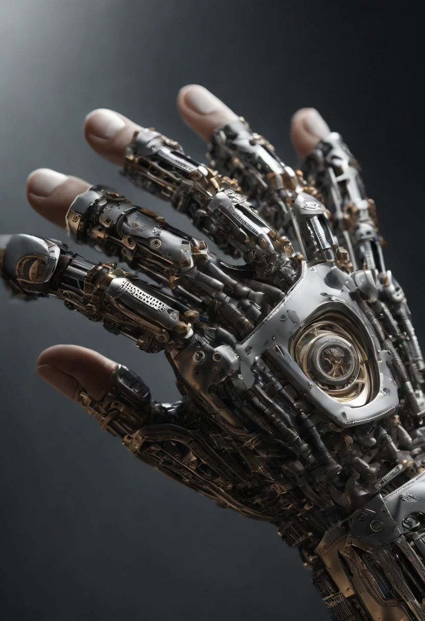 Imagine a compelling image where the subject is a robotic hand with a raised fist, specifically with the middle finger pointing up. Capture this scene with an exquisite focus on intricate details and a shallow depth of field, emphasizing the mechanical intricacies, sleek surfaces, and futuristic design of the robotic hand.
Highlight the micro-details of the robotic hand, focusing on the precision in its construction, reflective surfaces, and nuanced textures that define its futuristic aesthetics. Zoom in on elements such as the play of light on metallic surfaces, intricate joints, and the small details that contribute to the hand's technological allure.
Emphasize the shallow depth of field to bring the robotic hand into sharp focus, allowing the background to blur, creating a sense of depth and drawing attention to the advanced details of the subject. Utilize this technique to enhance the visual impact and highlight the contrast between the raised robotic fist and its environment.
Consider the lighting to enhance the micro-details, using futuristic lighting sources to create a dynamic and visually compelling composition. Illuminate the robotic hand with a mix of ambient and artificial light, casting shadows that add depth and accentuate the futuristic elements.
Imagine the robotic hand in a powerful and assertive pose, with the raised fist and the middle finger pointing up, conveying a bold statement. Craft an image that not only captures the micro-details of the robotic hand but also evokes a sense of strength, resilience, and the merging of human expression with technological innovation.
This detailed prompt aims to inspire the creation of a highly detailed and macro-focused image featuring a robotic hand with a raised fist and the middle finger pointing up, with intricate details and a shallow depth of field against a futuristic background, creating a visually compelling and assertive composition.