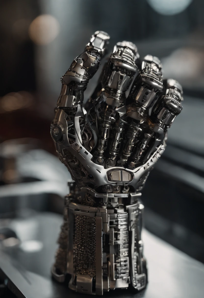 Imagine a compelling image where the subject is a robotic hand with a raised fist, specifically with the middle finger pointing up. Capture this scene with an exquisite focus on intricate details and a shallow depth of field, emphasizing the mechanical intricacies, sleek surfaces, and futuristic design of the robotic hand.
Highlight the micro-details of the robotic hand, focusing on the precision in its construction, reflective surfaces, and nuanced textures that define its futuristic aesthetics. Zoom in on elements such as the play of light on metallic surfaces, intricate joints, and the small details that contribute to the hand's technological allure.
Emphasize the shallow depth of field to bring the robotic hand into sharp focus, allowing the background to blur, creating a sense of depth and drawing attention to the advanced details of the subject. Utilize this technique to enhance the visual impact and highlight the contrast between the raised robotic fist and its environment.
Consider the lighting to enhance the micro-details, using futuristic lighting sources to create a dynamic and visually compelling composition. Illuminate the robotic hand with a mix of ambient and artificial light, casting shadows that add depth and accentuate the futuristic elements.
Imagine the robotic hand in a powerful and assertive pose, with the raised fist and the middle finger pointing up, conveying a bold statement. Craft an image that not only captures the micro-details of the robotic hand but also evokes a sense of strength, resilience, and the merging of human expression with technological innovation.
This detailed prompt aims to inspire the creation of a highly detailed and macro-focused image featuring a robotic hand with a raised fist and the middle finger pointing up, with intricate details and a shallow depth of field against a futuristic background, creating a visually compelling and assertive composition.
