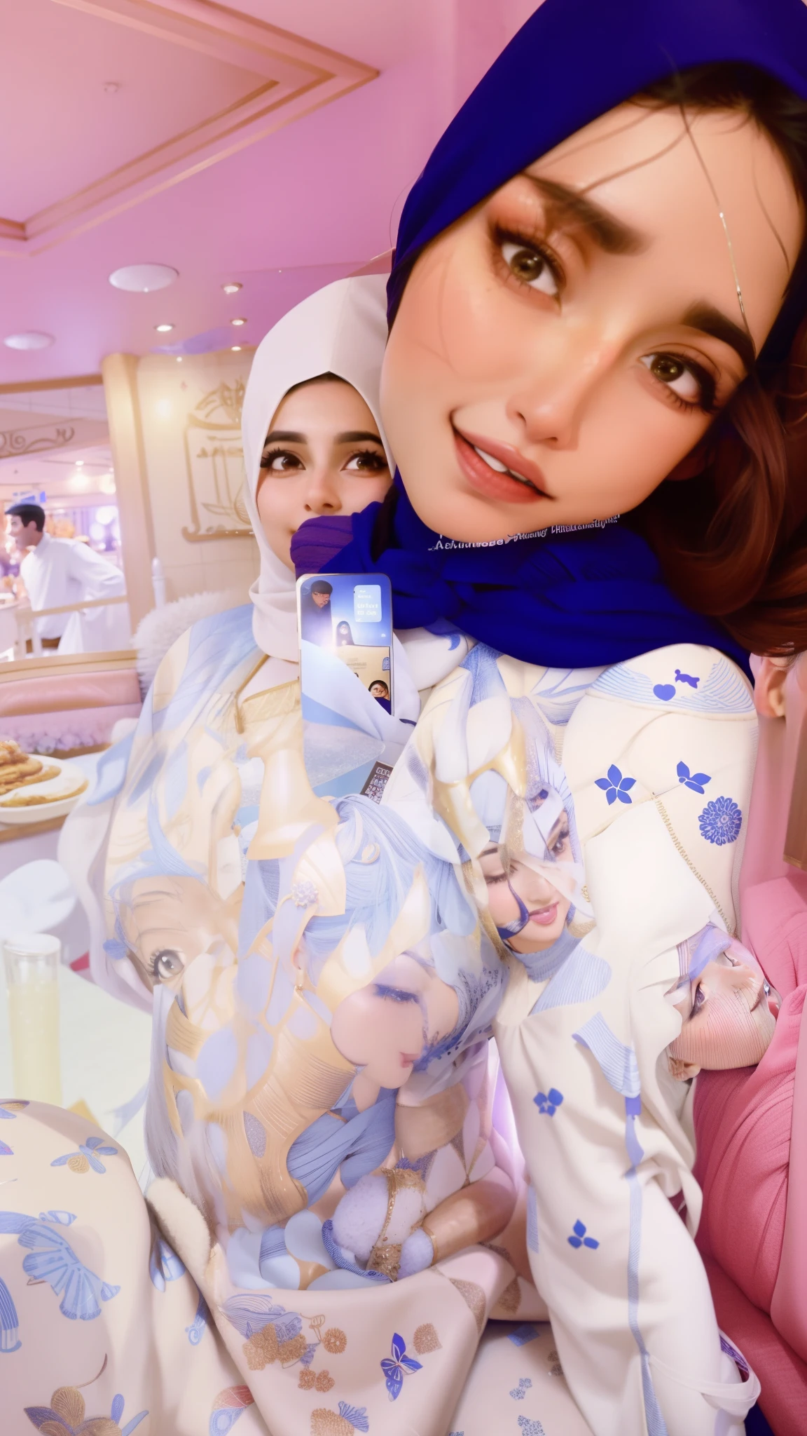 there is a man and woman taking a selfie in a restaurant, very very low quality picture, lovely couple, happy couple, greek ameera al taweel, from egypt, growth of a couple, facebook post, ghutra and egal, in the background, in egypt, with her long, in background, inspired by Fathi Hassan