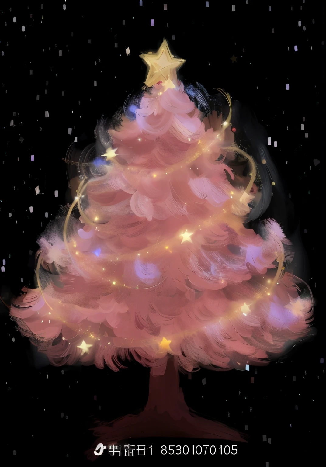 Close-up of Christmas tree，There is a star at the top, Christmas tree, Magical tree, vacation, tree in galaxy made of stars, expressive digital painting, enchanted tree, cosmic tree, fantasy tree, glowing lamps! digitial painting, cotton candy trees, # 1 digital painting ever, #1 digital painting ever, digitial painting
