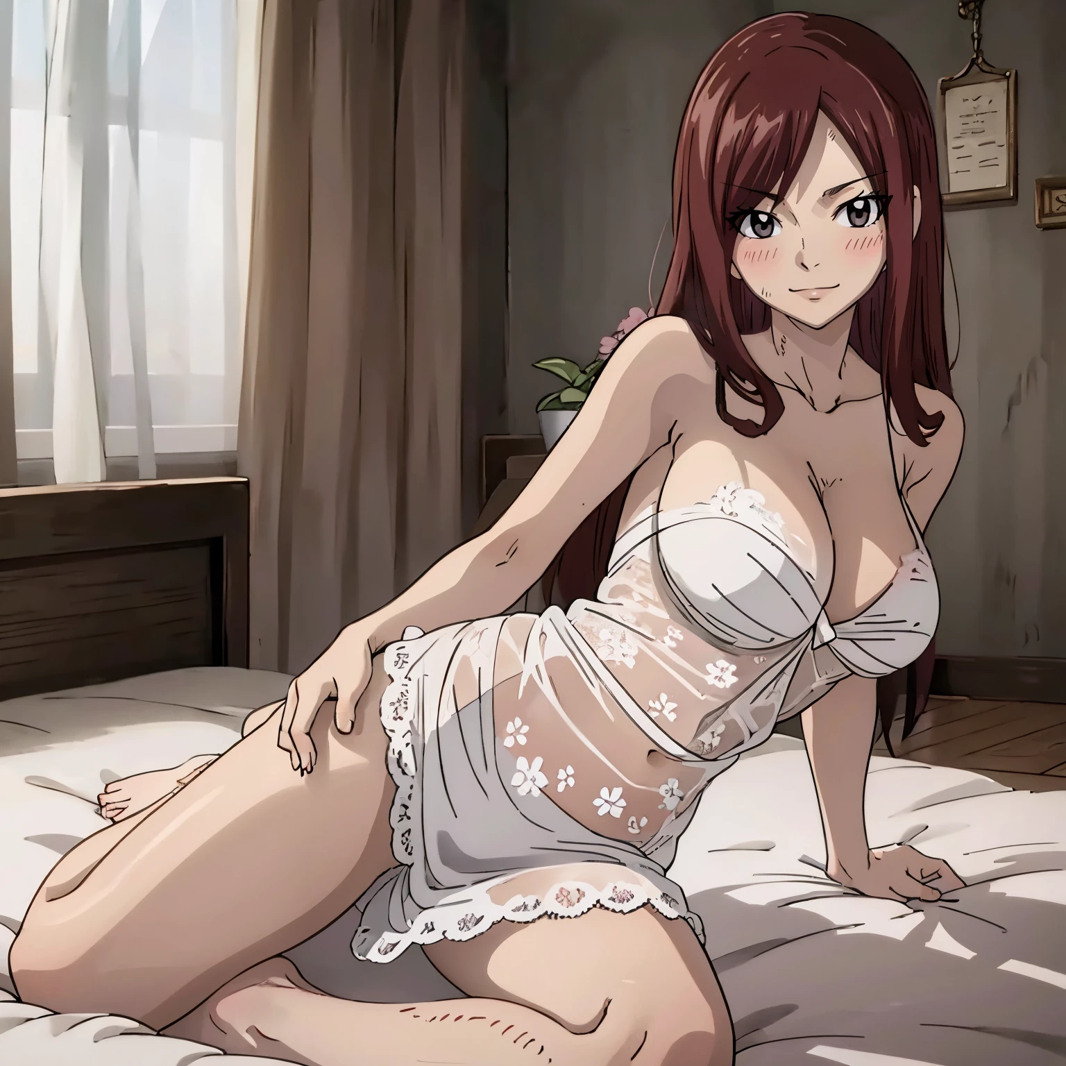 Beautiful blush on shy smile