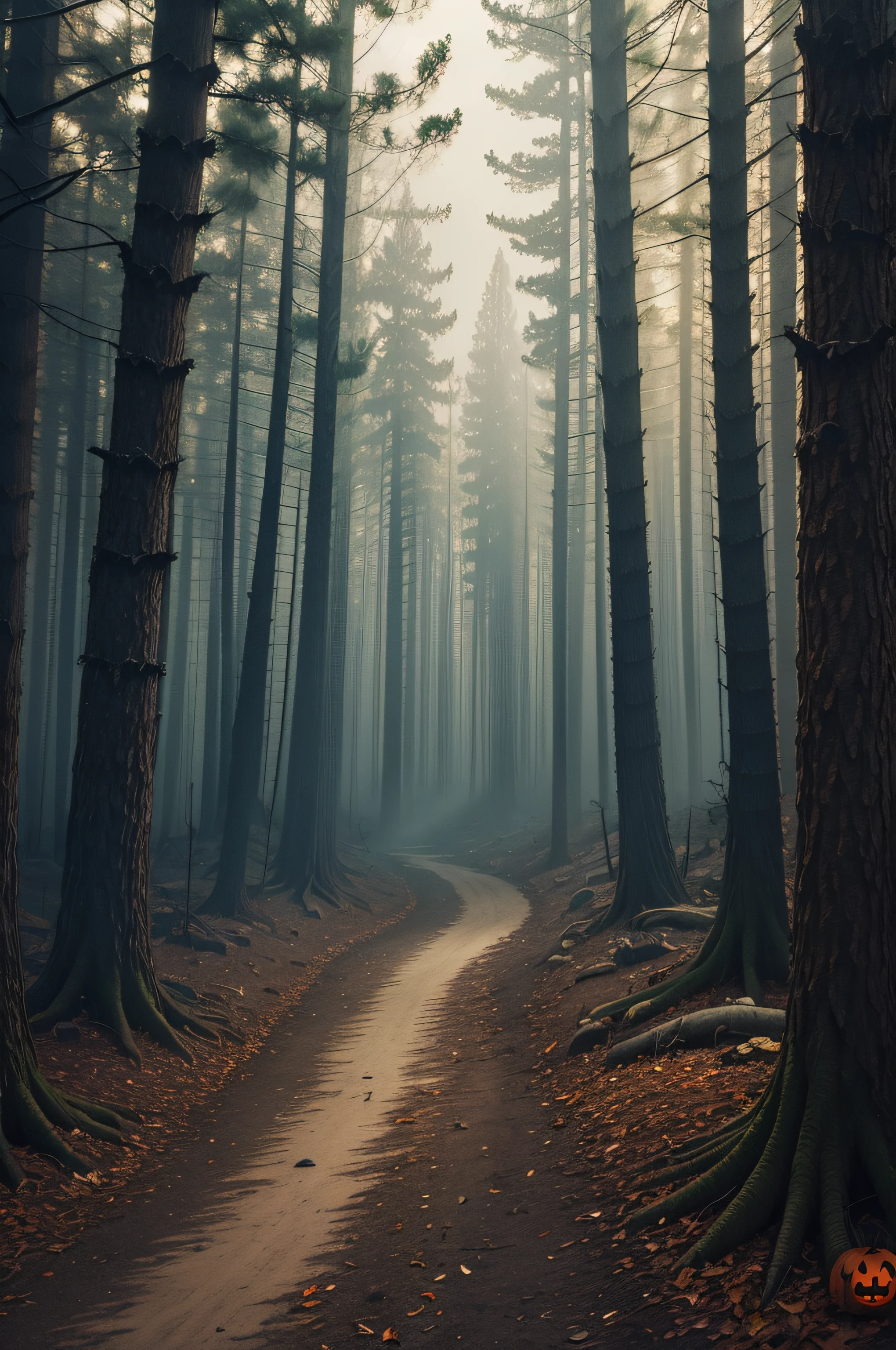 a background of a forest with a spooky style to a halloween themed video