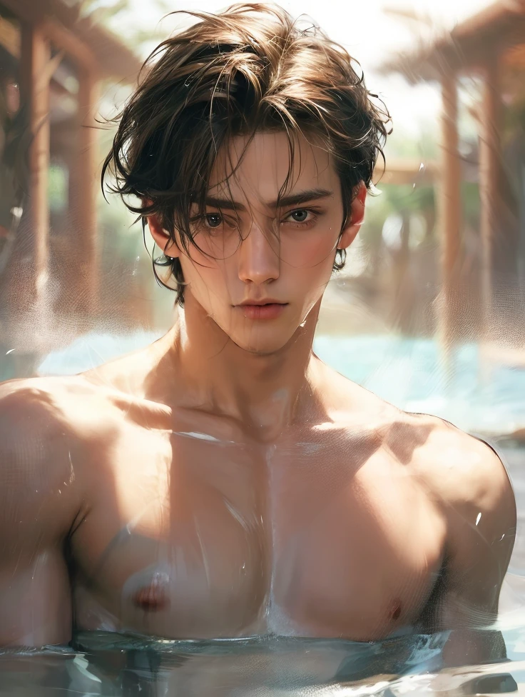 (masterpiece:1.3),(best quality:1.2),8k,absurdres,(extremely detailed:1.3),highestres,(1boy:1.2),portrait,shirt, short hair, very short hair,piercing