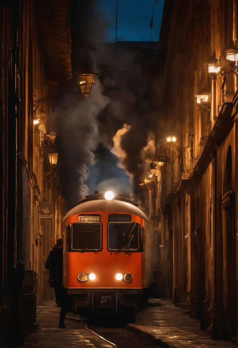 (best quality,4k,8k,highres,masterpiece:1.2),ultra-detailed,(realistic,photorealistic,photo-realistic:1.37),American comic style, Portici city, Piazza San Ciro, Granatello di Portici, Pietrarsa railway, Vesuvius in the background, vibrant colors, dynamic lighting, expressive characters, bustling streets, iconic landmarks, superhero figures, heroic poses, action-packed scenes, detailed architectural structures, intricate textures, energetic atmosphere, comic book visual effects, dramatic shadows, vivid street art, bustling crowds, busy traffic, iconic signs, colorful storefronts, graffiti-covered walls, steam locomotives, smoke billowing from trains, historic train station, busy railway tracks, majestic presence of Vesuvius, fiery orange and red hues, smoky atmosphere, dynamic composition.
