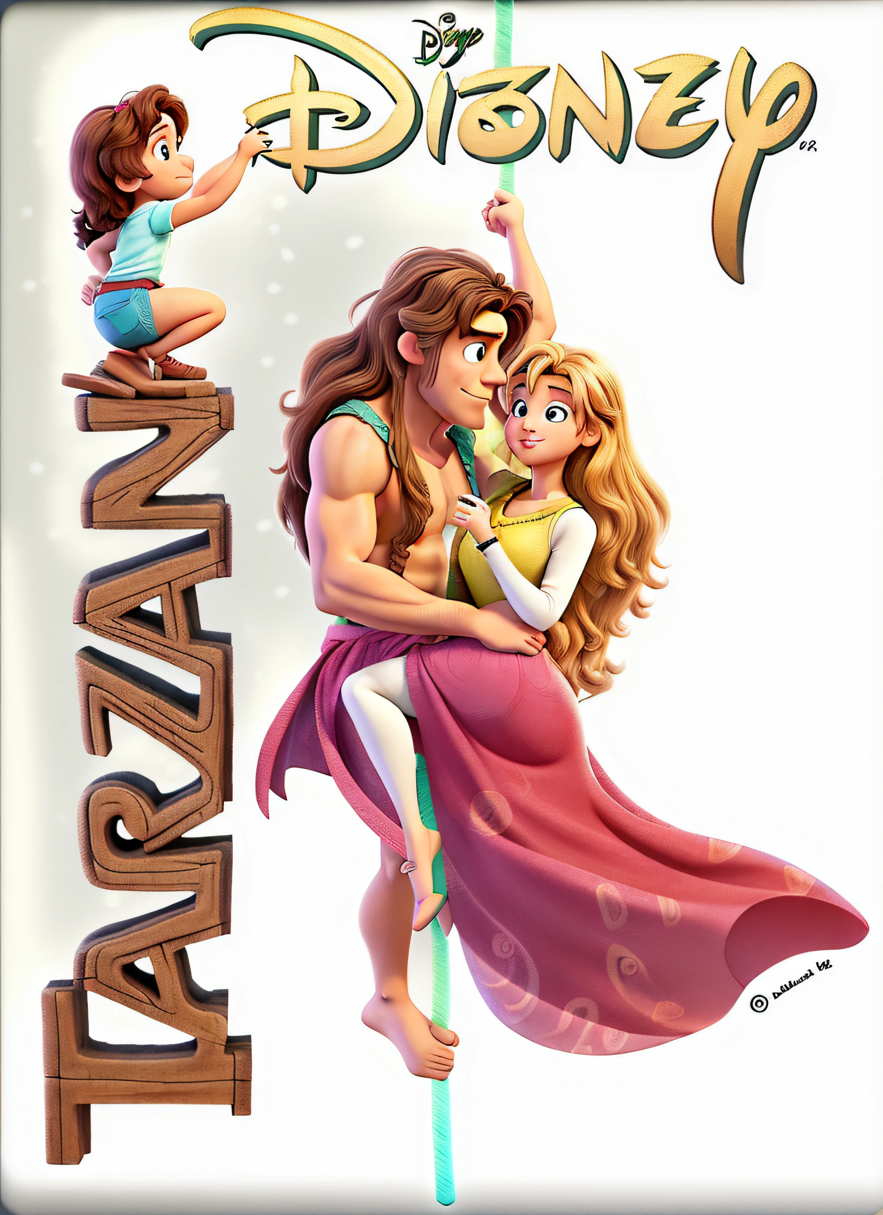 tarzan e jane estilo disney pixar, alta qualidade, melhor qualidade