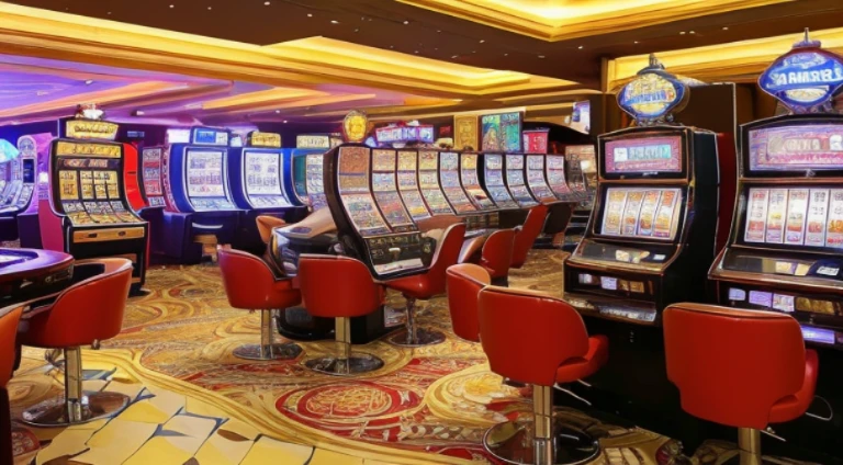 ((beste-Qualit, 10, masterpiece: 1.3)), 1girls, Slim Abs Beauty: 1.3, (Hairstyle Casual, large boobs: 1.2), dress: 1.1, Super Fine Face, delicate eyes, 二重まぶた, smile, (The slot machine sign has the number 369....),(Play Slot Machines,PG slot games),(Random background,In casinos,VIP casino room, Modern Casino Console, Modern Slot Machines )