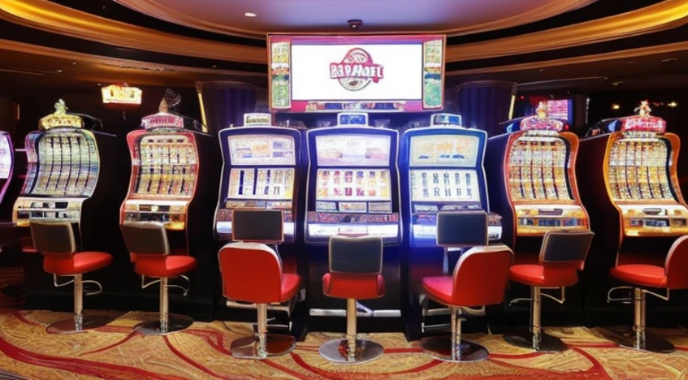 ((beste-Qualit, 10, masterpiece: 1.3)), 1girls, Slim Abs Beauty: 1.3, (Hairstyle Casual, large boobs: 1.2), dress: 1.1, Super Fine Face, delicate eyes, 二重まぶた, smile, (The slot machine sign has the number 369....),(Play Slot Machines,PG slot game name),(Random background,In casinos,VIP casino room, Modern Casino Console, Modern Slot Machines )