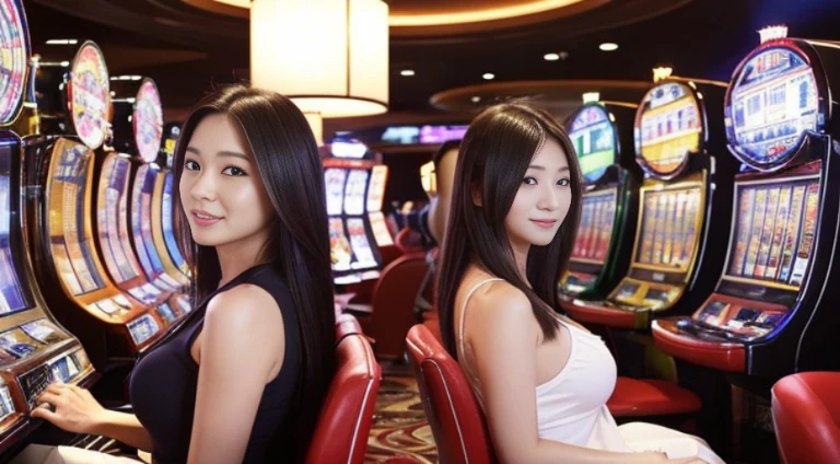 4 cute Japanese like models, posing as entice for online gambling poster