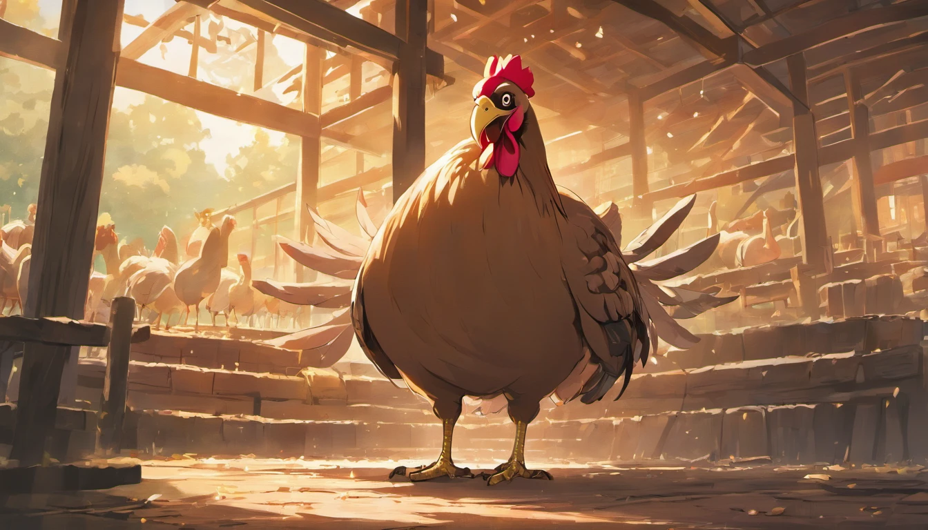 (masterpiece, best quality, ultra-detailed, 8k wallpaper), (close up shot of a turkey), at the barn, countryside, morning
