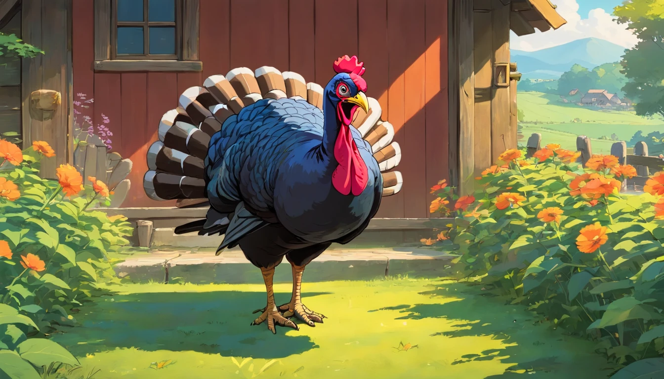 (masterpiece, best quality, ultra-detailed, 8k wallpaper), anthropomorphic turkey, cool, jacket, sunglasses, futuristic city