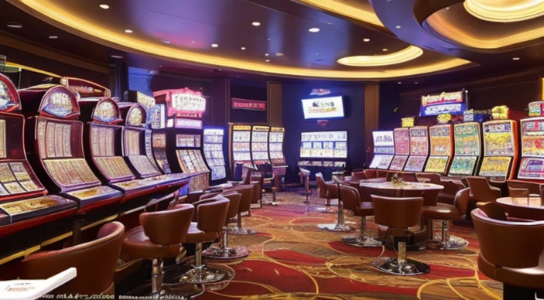 ((beste-Qualit, 10, masterpiece: 1.3)), 1girls, Slim Abs Beauty: 1.3, (Hairstyle Casual, large boobs: 1.2), dress: 1.1, Super Fine Face, delicate eyes, 二重まぶた, smile, (The slot machine sign has the number 369....),(Play Slot Machines,PG slot games),(Random background,In casinos,VIP casino room, Modern Casino Console, Modern Slot Machines )
