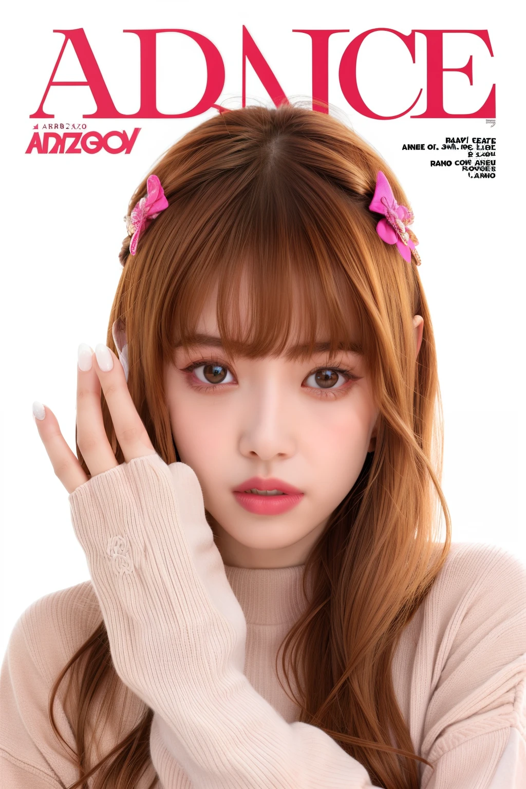 araface magazine cover with a woman in a sweater and gloves, ray, light ray, god ray, sun ray, bae suzy, magazine scan, royo, ( ray of sunlight ), magazine photo, ray casting, gods ray, texts,cover shot, magazine, ray of light, by Tadashi Nakayama, rays, cover of magazine, single ray of moon