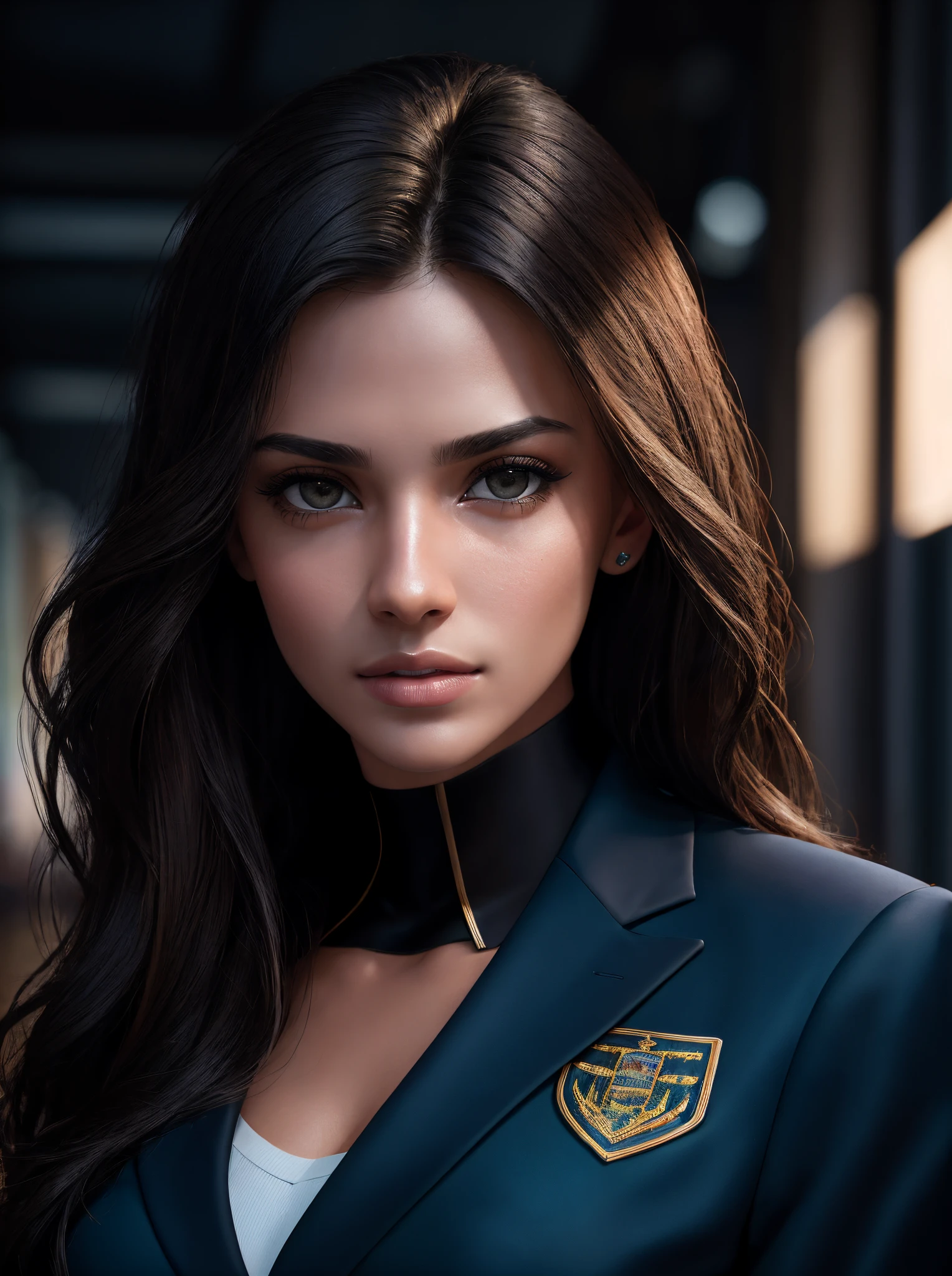 Direct photo of a gorgeous young woman in the style of Stefan Kostic, realistic skin texture, gaze at the viewer, Sexy school uniform, bust, 1/2 Body trimming, 8k, 5mm Artistic Lens, F 1.2, Sharp focus on the chest, 8K High definition, insanely detailed, Intricate, elegant artwork by Stanley Lau and Artgerm