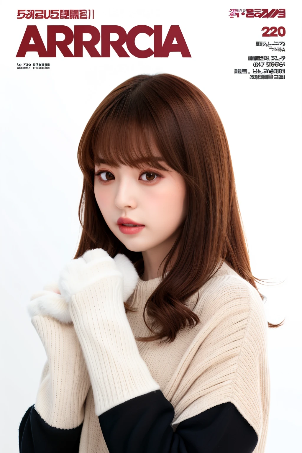 araface magazine cover with a woman in a sweater and gloves, ray, light ray, god ray, sun ray, bae suzy, magazine scan, royo, ( ray of sunlight ), magazine photo, ray casting, gods ray, texts,cover shot, magazine, ray of light, by Tadashi Nakayama, rays, cover of magazine, single ray of moon