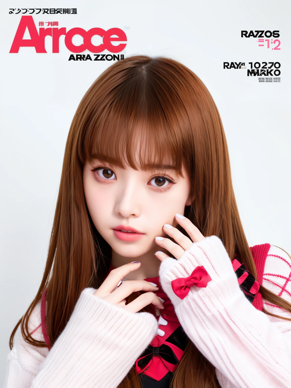 araface magazine cover with a woman in a sweater and gloves, ray, light ray, god ray, sun ray, bae suzy, magazine scan, royo, ( ray of sunlight ), magazine photo, ray casting, gods ray, texts,cover shot, magazine, ray of light, by Tadashi Nakayama, rays, cover of magazine, single ray of moon