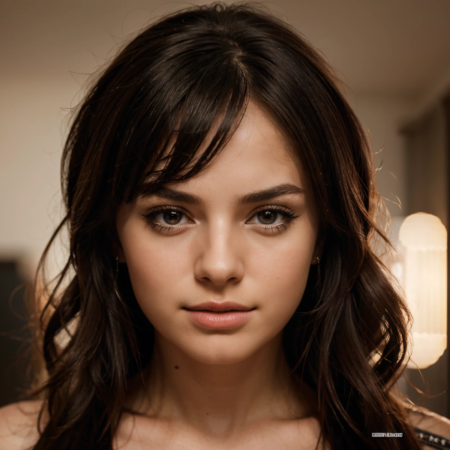 one woman, with black hair, Mix out of 10% Emma Watson and 15% Scarlet Johansson and 20% Rihanna, 172cm height, 68kg weight, soft curly intense black hair, clearl green eyes, long dark black lashes, perfectly shaped dark black eyebrows, dark caramel tanned skin, slim and well-defined body, curvy body, elegant thin nose, small ears, full lips, white teeth, small soft ladylike hands, painted fingernails, (((wearing partyoutfit))), high resolution, masterpiece, best quality, intricate high detail, highly detailed, sharp focus, detailed skin, realistic skin texture, real skin texture, realistic texture, professional, real life, ultra-realistic, photorealism, wide angle photography, fullbody, realistic photography, UHD, photo RAW, (outdoor, city, bar, nightlife, at night, dark light)