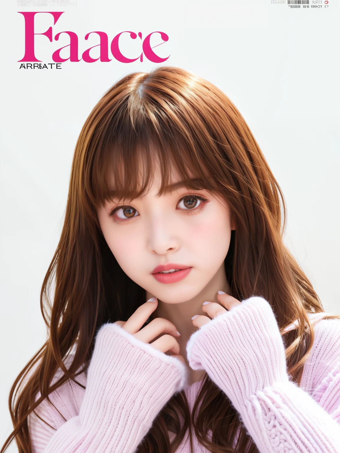 araface magazine cover with a woman in a sweater and gloves, ray, light ray, god ray, sun ray, bae suzy, magazine scan, royo, ( ray of sunlight ), magazine photo, ray casting, gods ray, texts，cover shot, magazine, ray of light, by Tadashi Nakayama, rays, cover of magazine, single ray of moon