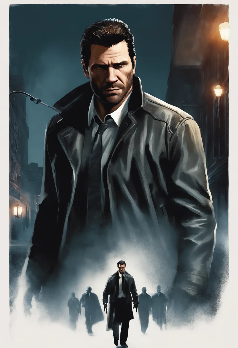 A photo of Max Payne standing in a dark alley, rain pouring down around him, with a determined look on his face.,Max Payne 3,Max's appearance can be described as follows:

Max Payne is a middle-aged man with a rugged and weathered appearance. He has a strong and muscular build, reflecting his background as a former police officer and skilled marksman. Max stands at an average height and has a slightly hunched posture, which adds to his weary and worn-out demeanor.

His most notable feature is his dark, unkempt hair, which is usually styled in a messy manner. Max has short hair that is mostly black, with a slight hint of gray, suggesting the toll that his experiences have taken on him. He often has a five o'clock shadow, further reinforcing his gritty and tired look.

Max's face bears the scars of his troubled life. He has a strong jawline and deep-set, piercing blue eyes that reflect a mix of determination and sorrow. His eyes often appear bloodshot, hinting at his sleepless nights and constant battles with inner demons. Max has prominent cheekbones, which lend a sharpness to his features, and his facial expression is often grim or pained.

He typically dresses in a dark and practical manner, reflecting his no-nonsense approach to life. Max is often seen wearing a black leather jacket, which has become an iconic part of his attire. Underneath the jacket, he usually wears a plain dark-colored shirt or a white undershirt. He pairs this with dark trousers and sturdy black boots, suitable for the intense action and combat he encounters.

Max Payne's overall appearance exudes a sense of world-weariness and a touch of noir. His disheveled hair, tired eyes, and rugged attire reflect the turbulence he has experienced and the dark path he walks in his relentless pursuit of justice and redemption.

Max Payne has a distinctive facial structure with pronounced cheekbones and a strong jawline. His face often appears tense and serious, with a deep furrow between his eyebrows. The lines around his eyes and mouth show the traces of sorrow, pain, and stress that have marked his life.

His eyes are characterized by an intense ice-blue color, creating a striking contrast against his dark hair. His gaze is usually serious and determined, but also tinged with sadness and melancholy. His piercing stare conveys a sense of intensity and resolution.

Max often wears a distinctive expression marked by anger and rage. His jaw is often clenched, and his lips are often pressed into a thin line, reflecting his determination and suffering.

Regarding his clothing, Max Payne's style is practical and functional. He typically wears dark, worn-out attire that allows him freedom of movement and suits his dark character. Along with his iconic black leather jacket, he often wears a plaid shirt or a plain t-shirt underneath. His pants are usually dark or black, emphasizing the somber tone of his story. He completes his look with sturdy black boots, conveying both stability and a rugged edge.

Max Payne's overall appearance is characterized by a blend of strength and vulnerability. His tired and weathered look reflects the heavy emotional burdens he carries, while his determined countenance and piercing gaze demonstrate his persistence and desire for revenge and justice.