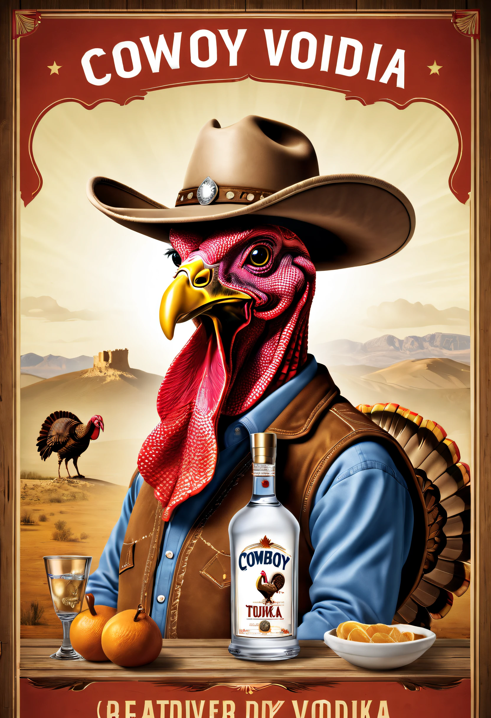 Brand advertising,Creative poster,Cowboy turkey vodka,