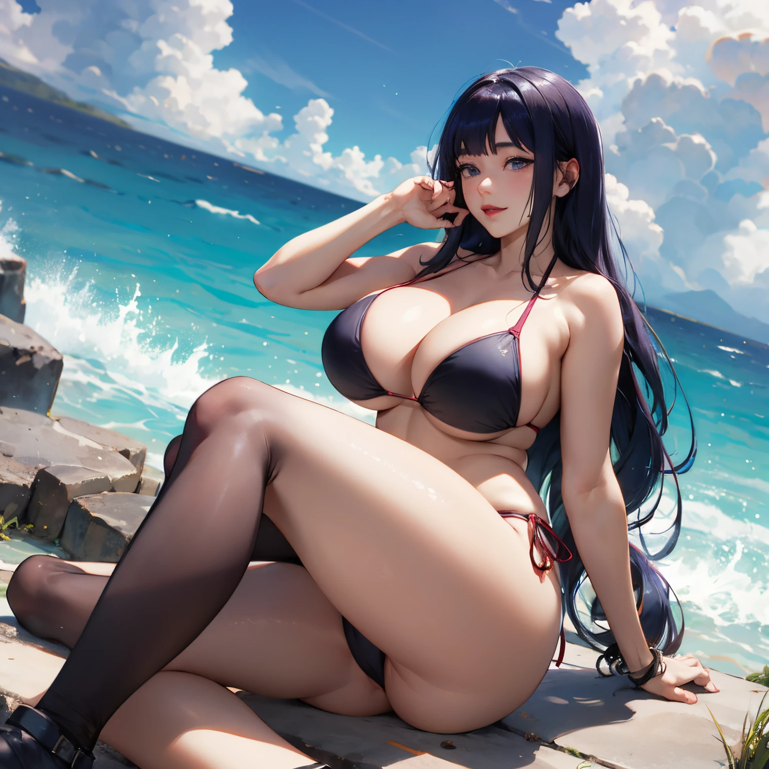 Hinata Hyuga, bikini., poitrine, gros seins, voluptueux, thick thighs, Oppai, hanches larges, Sinueuse, gros cul, cul massif