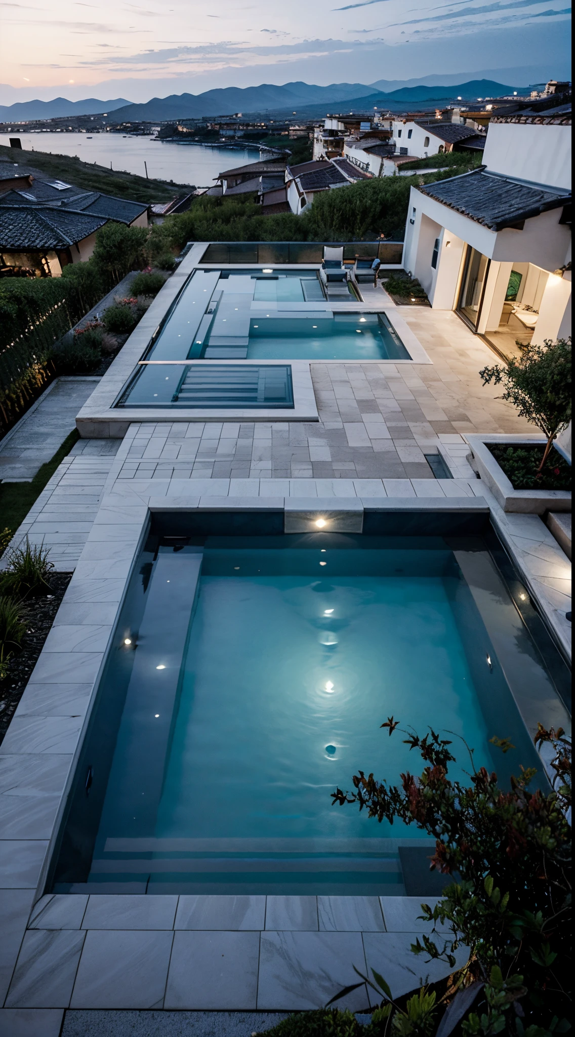 Infinity Edge Pools: These pools create the illusion of water extending to the horizon, providing a stunning visual effect, especially if the villa is situated on elevated terrain.