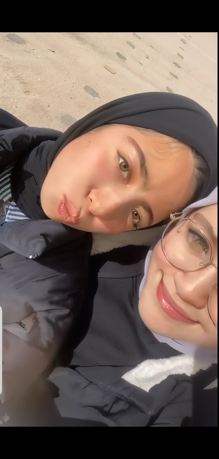 Two women taking a photo wearing a hijab, Instagram Story, Snapchat image, TikTok Videos, Low-quality video, 😭🤮 💔, iPhone Selfie, Instagram selfie, profile pic, Annoying sisterly feelings, Low-quality shots, YouTube Video Screenshot, Screenshot on iPhone 1 3 Pro Max, instagram post, selfie, Very, very low quality image