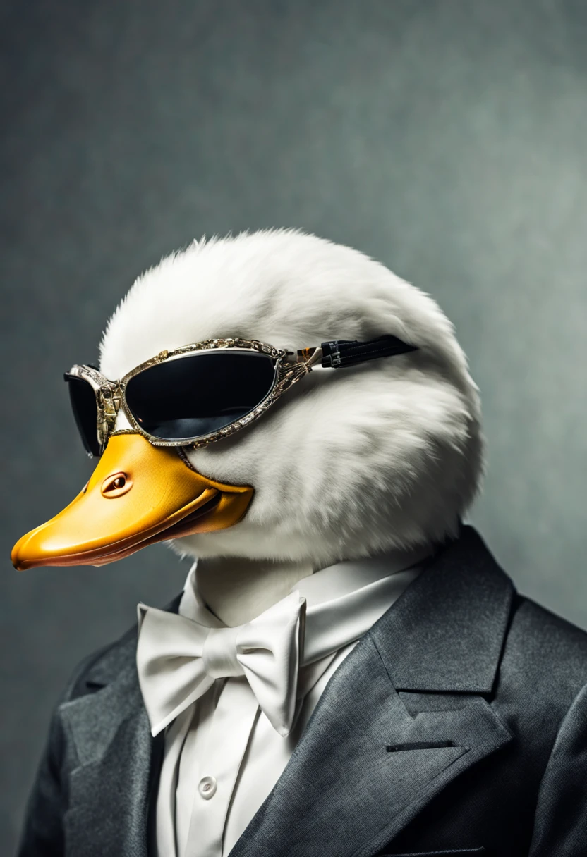 An Animal White Duck Mafia boss Cyborg