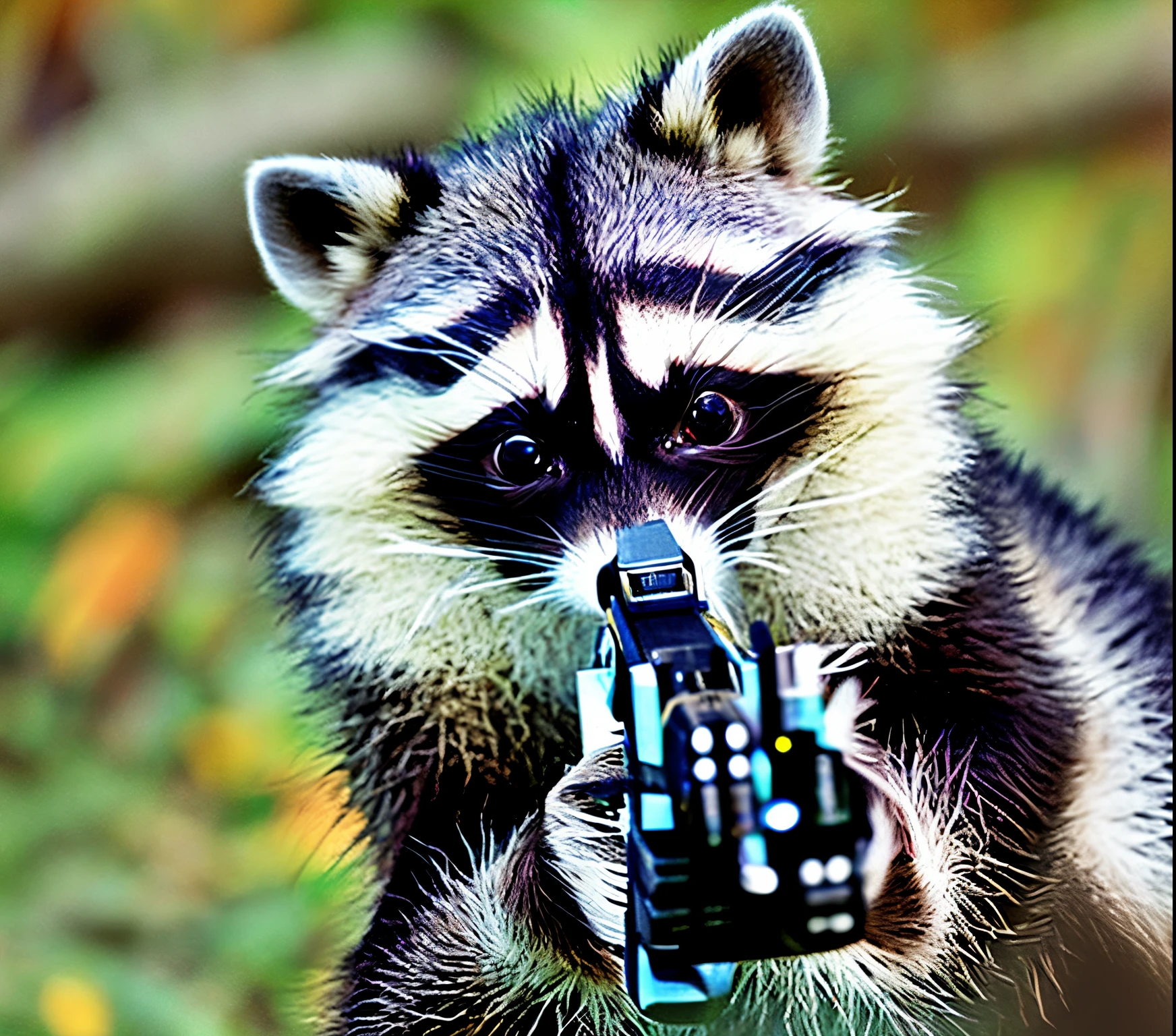 raccoon with a gun