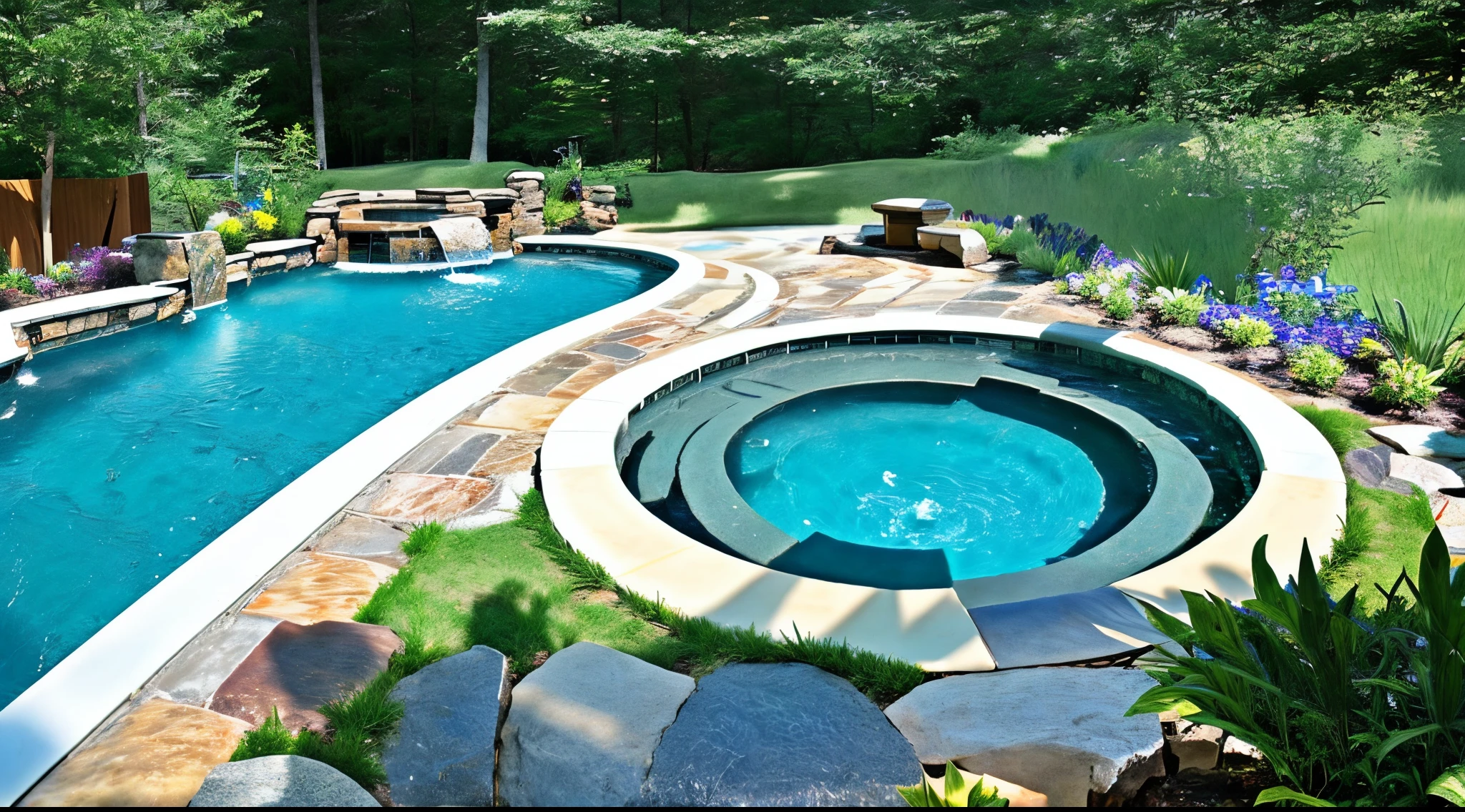 Bi-level Pools: Incorporate multiple levels within the pool, offering different depths for various activities and creating an interesting visual appeal.