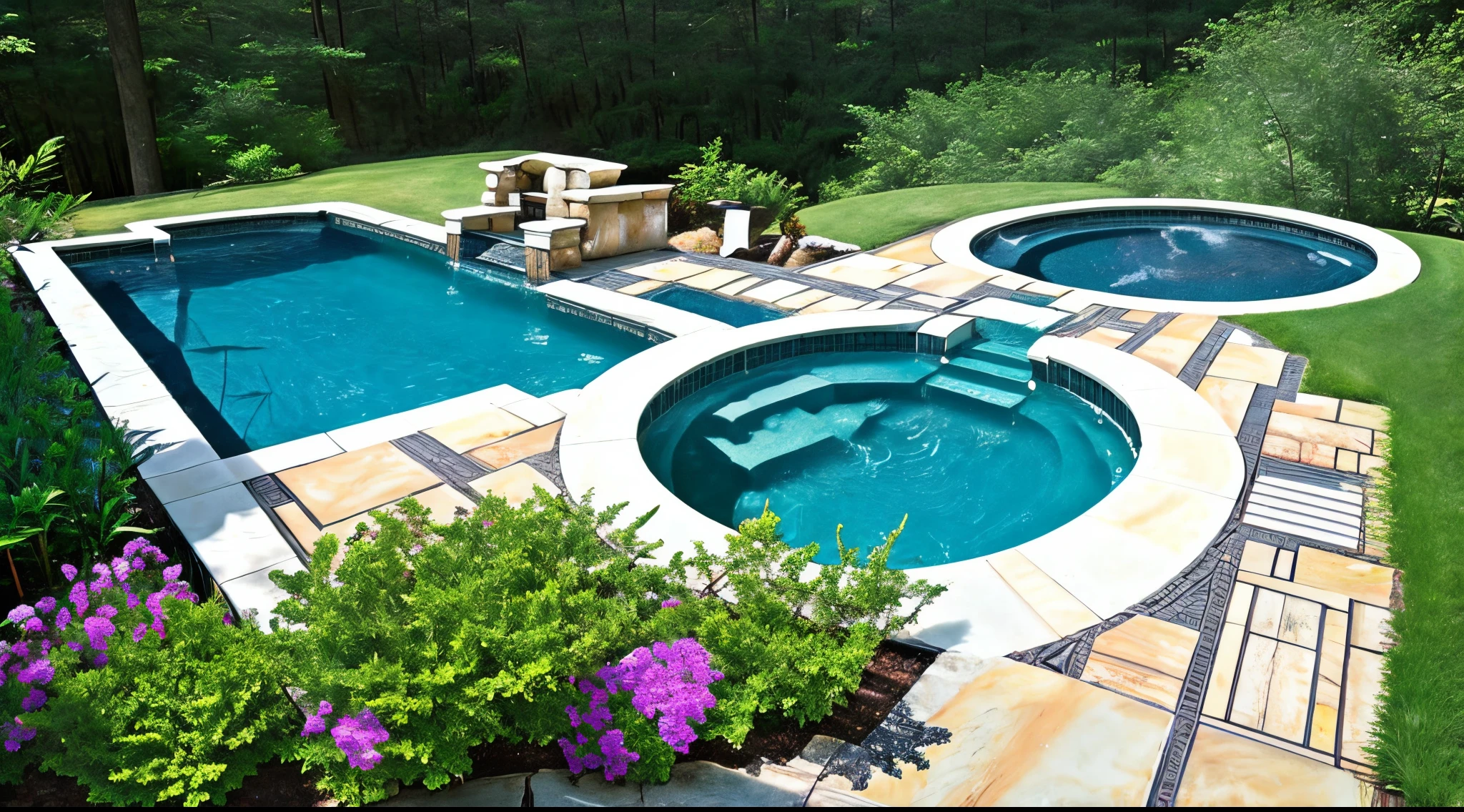 Bi-level Pools: Incorporate multiple levels within the pool, offering different depths for various activities and creating an interesting visual appeal.
