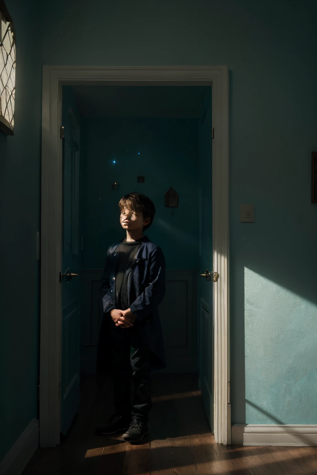 In a dimly lit room, a young boy stands frozen in fear and curiosity, staring at a wall that shimmers before him. The room is filled with an eerie silence, heightening the suspense. The boy's expression is a mix of trepidation and fascination, as he is drawn towards the enigmatic spectacle. His eyes widen with anticipation, revealing his piercing blue irises. His face is pale, accentuating the tension in the room.
The wall itself becomes the focal point of the scene, emanating a soft, ethereal glow. It appears as a portal to another realm, offering a glimpse into an otherworldly landscape. The colors on the wall shift and blend, captivating the boy's attention. The scene beyond the shimmering wall is surreal, featuring vibrant hues and fantastical elements. It is as if a magical gateway has been opened, revealing a world beyond human comprehension.
The room is decorated with old Victorian furniture, adorned with intricate carvings and ornate details. The dim lighting casts long shadows across the room, creating an atmosphere of mystery and unexplored possibilities. Dust particles dance in the air, adding to the sense of ancient enchantment.
The quality of the image is of the highest caliber, intended to showcase every minute detail with utmost clarity. The resolution is phenomenal, rendering the image in stunning 4k definition, capturing every nuance and texture. The realism is astonishing, with photorealistic accuracy in the portrayal of the scene. The lighting is expertly crafted, casting soft rays that bathe the room in an ethereal ambiance.
The art style is reminiscent of concept artists' masterpieces, blending elements of fantasy and realism seamlessly. The colors are vivid and rich, enhancing the otherworldly nature of the scene. The color tone leans towards a cool palette, with hints of blues and purples, heightening the sense of mystery and magic.
As the prompt comes to life, the boy's fear turns into curiosity, his body trembling with anticipation. The room fades into the background as he steps closer to the shimmering wall, ready to embark on an extraordinary adventure into the unknown.