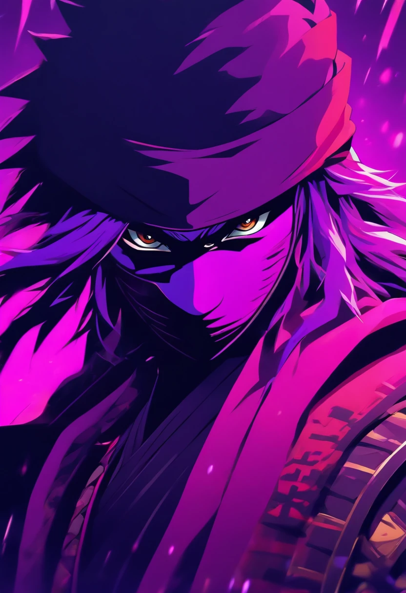 Logo, 2D, violet, Ninja style, portraite of a, Japanese style, minimalism, illustartion, vector art