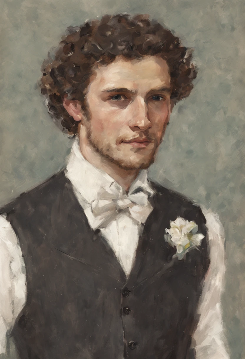 bridegroom, Slav, handsome male, curly forelock, ssmile, cap, waistcoat