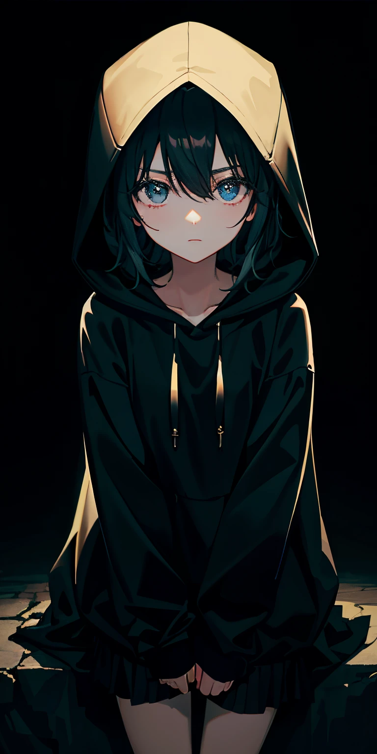 1girl in、 darkness、Dark、Wearing a hood、The collapse of the world
