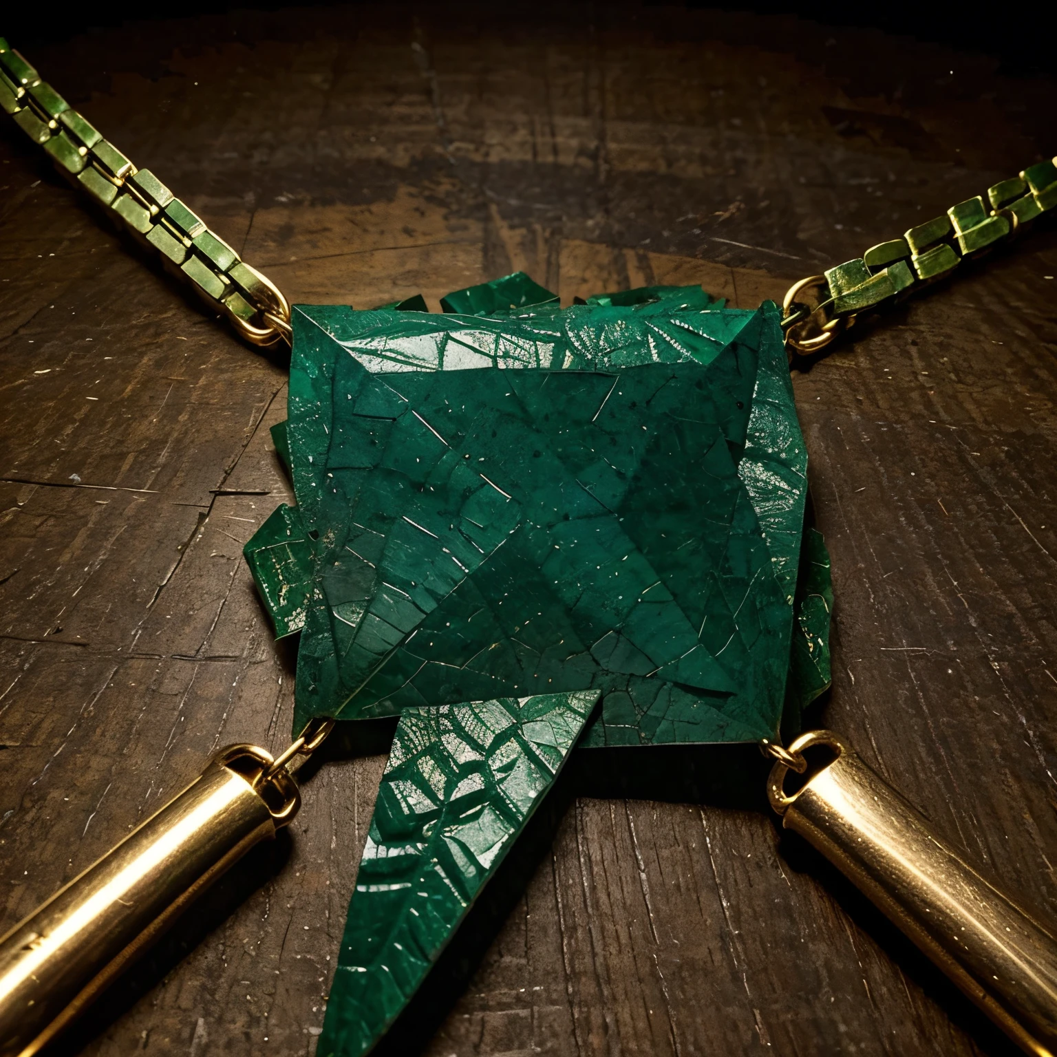 Create a unique and rare chain with several uncut emerald scraps.