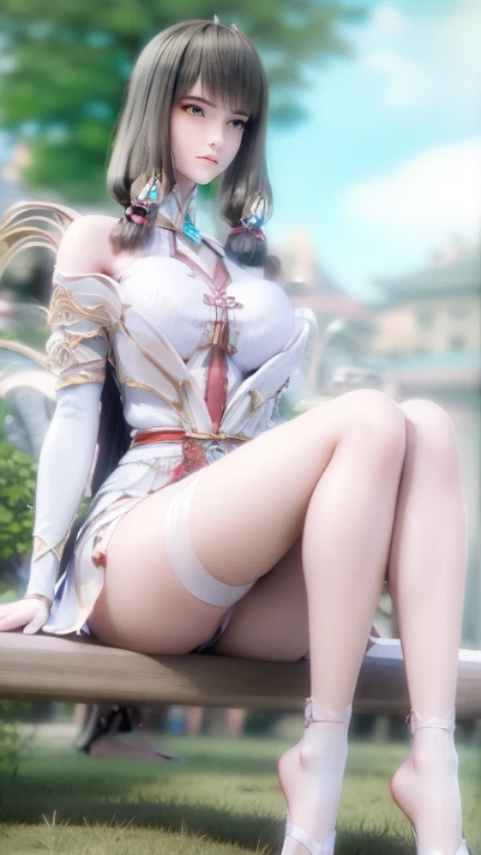 Pretty woman in lingerie sitting on bench on grass, Rapunzel goddess, photorealistic perfect body, Anime Barbie wearing white stockings, Beautiful goddess woman, seductive anime girls, Dressed in nice white clothes, Strike elegant poses, cute elegant pose, Huge Stunning Goddess Photography, beautiful attractive anime woman, beautiful female bodies, elegant rendering, anime goddess, Fair, The skin is smooth and translucent