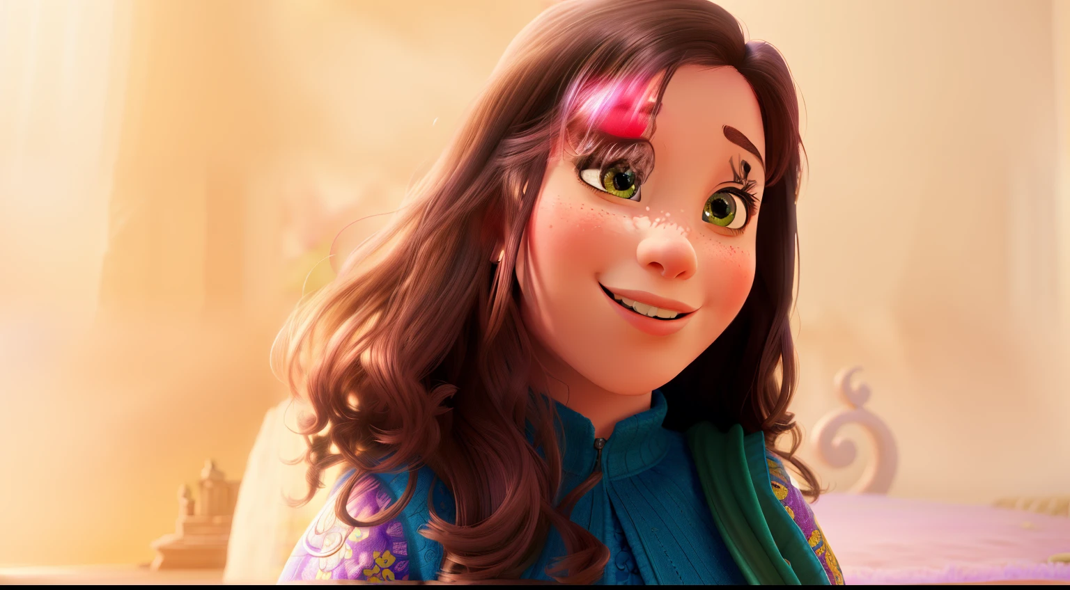 (high quality, best quality, Disney Pixar style), (best quality, 4k, 8k, highres, masterpiece:1.2), ultra-detailed, (realistic, photorealistic, photo-realistic:1.37), vibrant colors, vibrant lighting, enchanting details, magical atmosphere, lively expressions, artistic backgrounds, intricate patterns, charming story, whimsical characters, captivating poses, intricate costumes, depth and dimension, lively emotions, intricate textures, joyful atmosphere, captivating composition, dreamlike setting, breathtaking scenery, dynamic movement, magical moments, vivid storytelling, vibrant hues, fantastical elements, captivating narrative, stunning visual effects, fascinating details, delightful whimsy