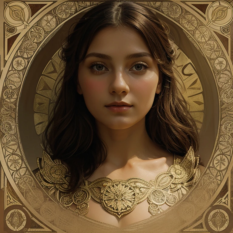 Slavic woman painted in the alfons mucha style
