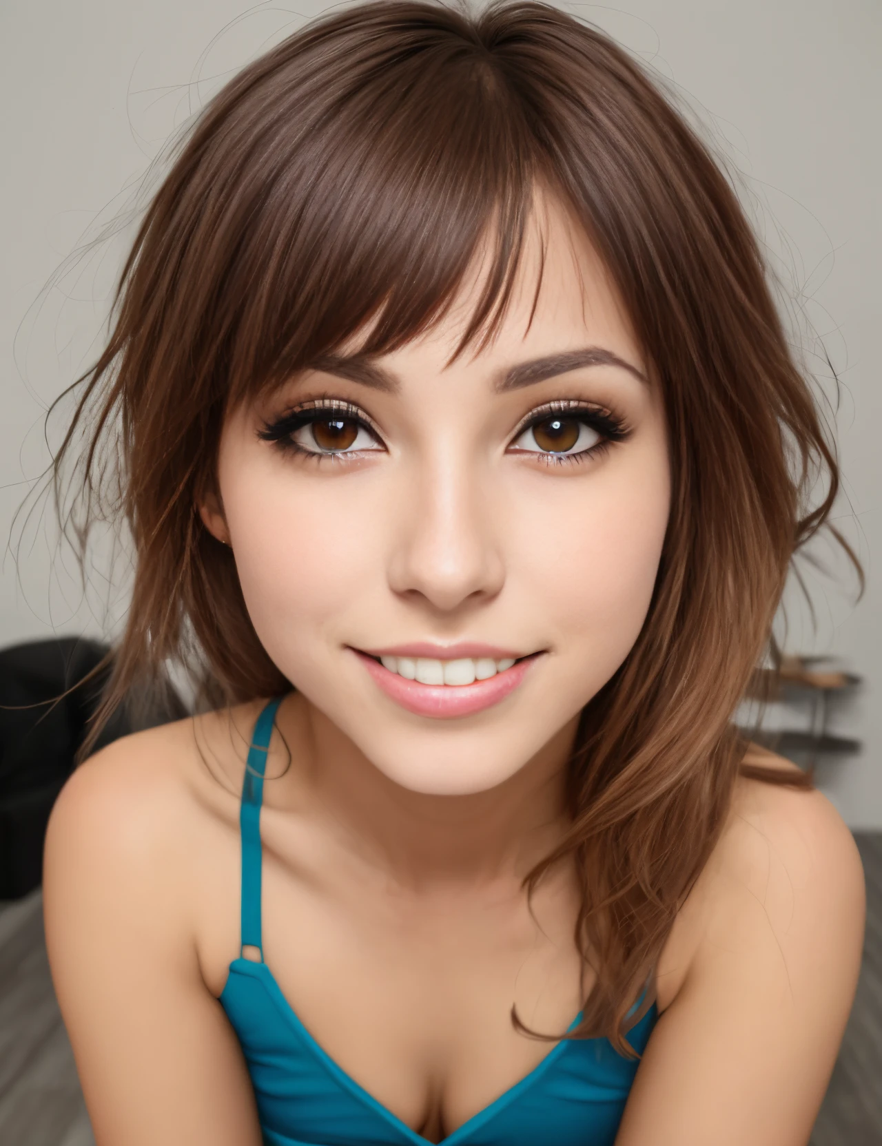 Um humanoide com chifres, cauda lisa, asas de morcego, dentes de lobo, olhos amarelos, com cenario de fundo sombrio