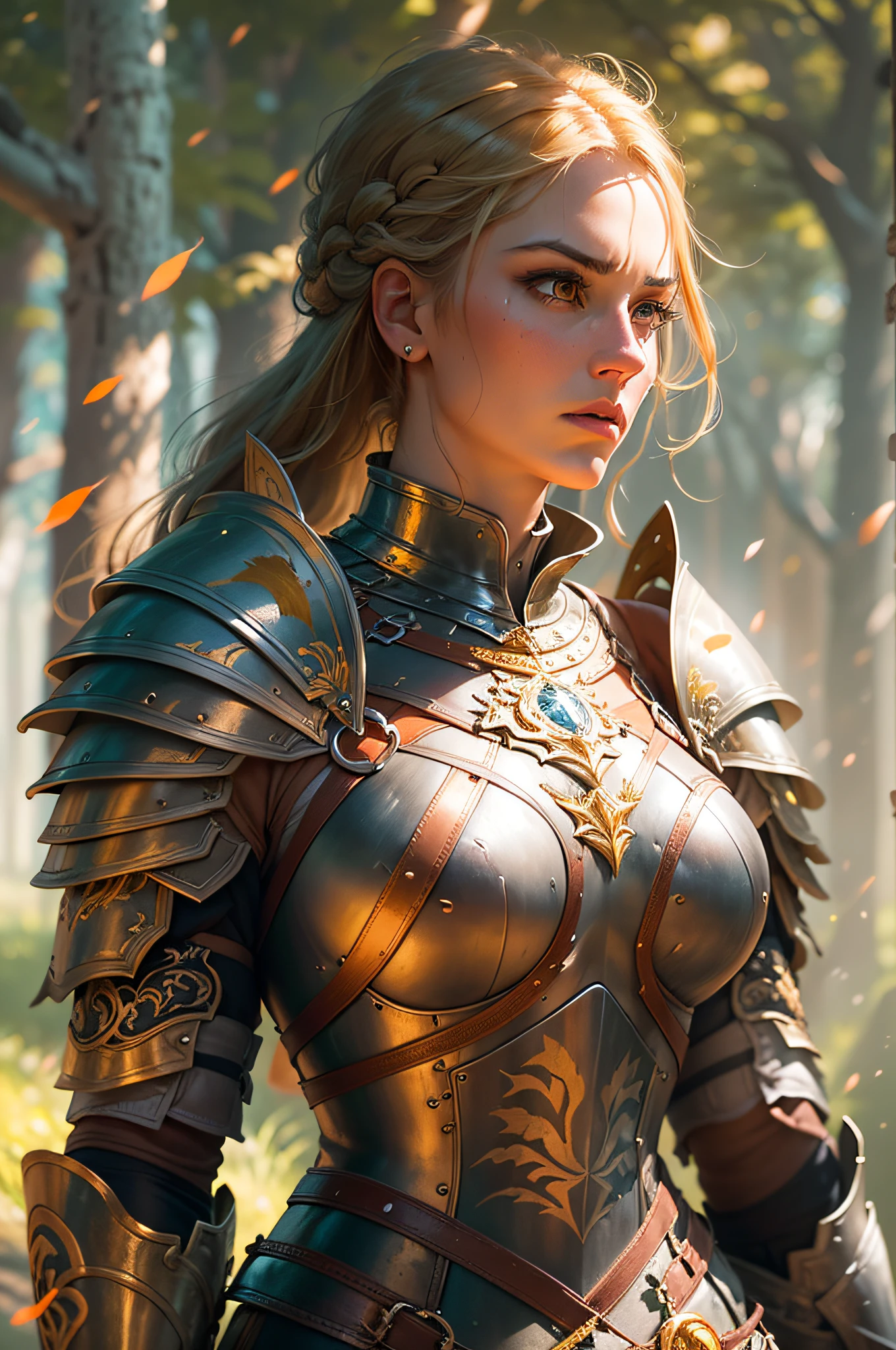 (best quality,4k,8k,highres,masterpiece:1.2),ultra-detailed,realistic:1.37,women knights in armor,sunlight,glare,dispersion,portraits,illustration,decorative armor,long spears,medieval warriors,strong female characters,battlefield,shadows of the armor,vibrant colors,sharp reflections,dynamic poses,steel armor,golden highlights,artistic interpretation,powerful gazes,fierce expressions,heroic composition,vivid atmospheric lighting,morning sunlight streaming through the trees,explosions of light,dramatic sky,confident women,attention to facial details,impressive armor craftsmanship,attention to intricate armor details,captivating intensity,contrasting light and shadows,graceful movements,authentic historical inspiration,epic battle scene,sense of camaraderie,strong bonds between warriors